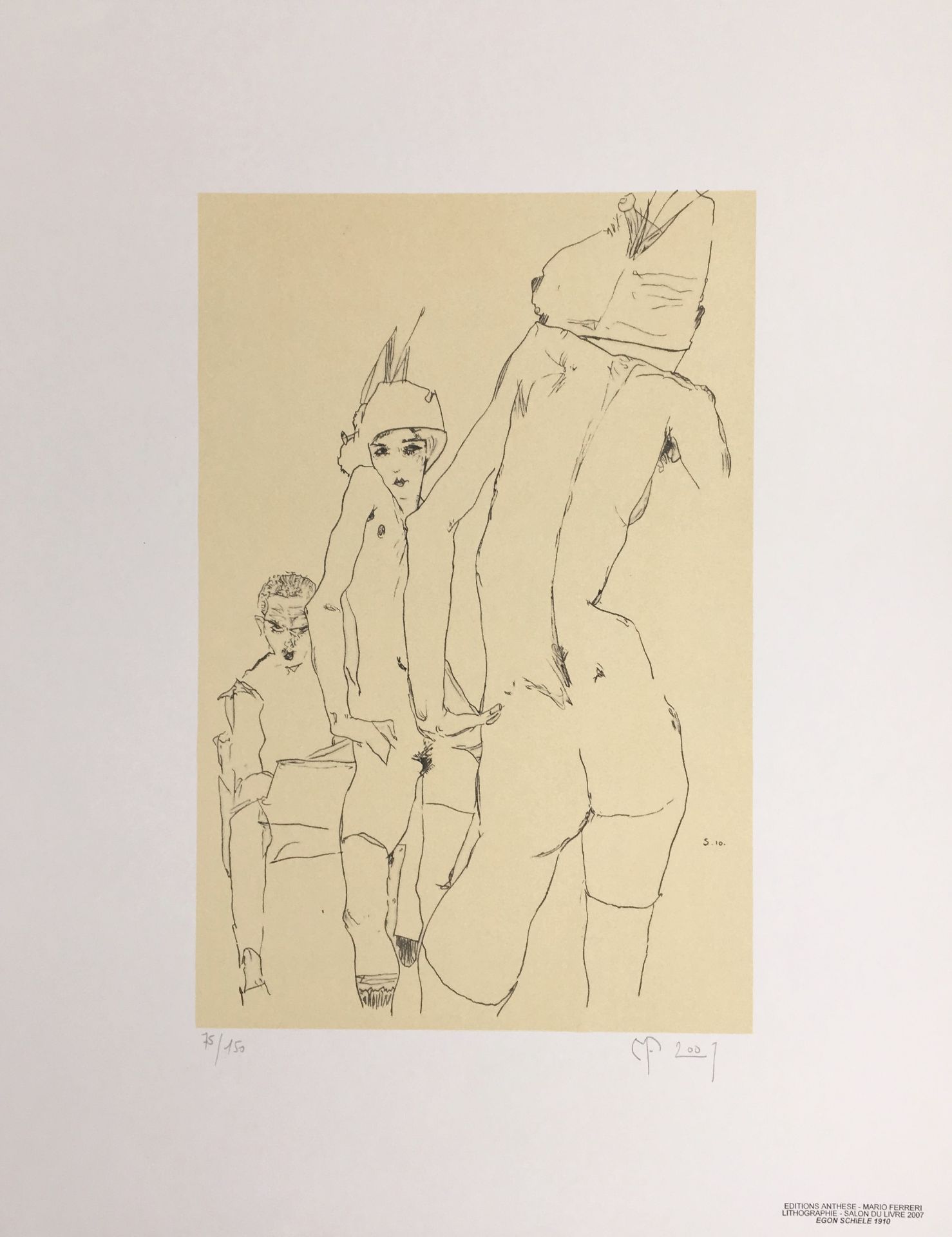 Egon SCHIELE (after) Nude with mirror, 1910 Lithograph signed and dated in stone, [...]