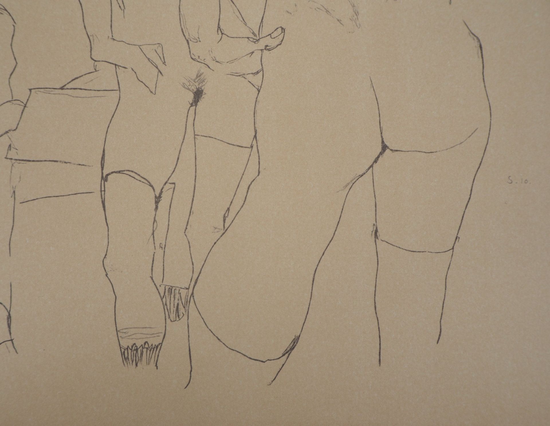 Egon SCHIELE (after) The sketch facing the mirror Colour lithograph Signed in the [...] - Bild 5 aus 7