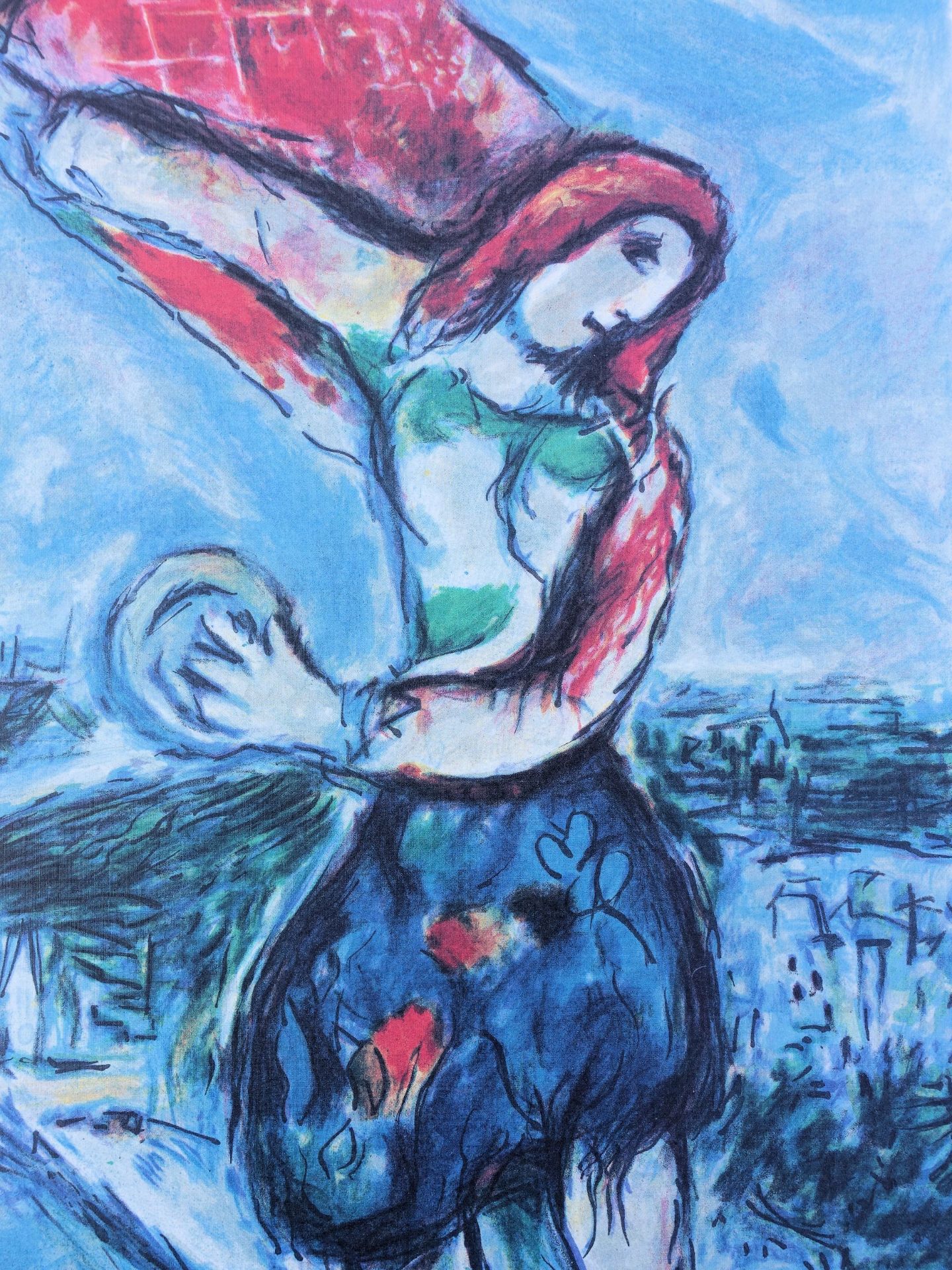 Marc CHAGALL (1887-1985) (after) Lovers on the roof in Paris lithographic print from [...] - Bild 7 aus 10