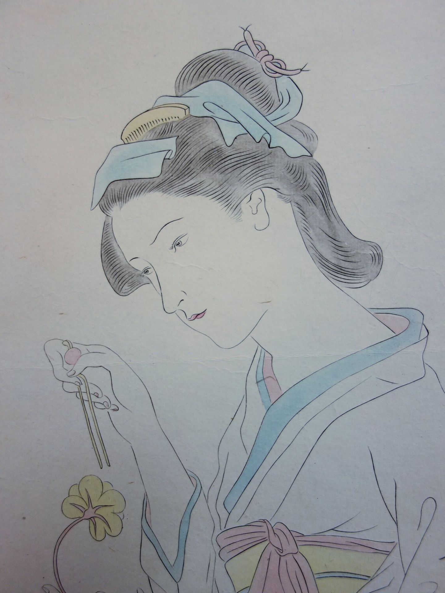 Léonard Tsuguharu FOUJITA Japanese woman with carnation Original engraving Signed [...] - Bild 4 aus 7