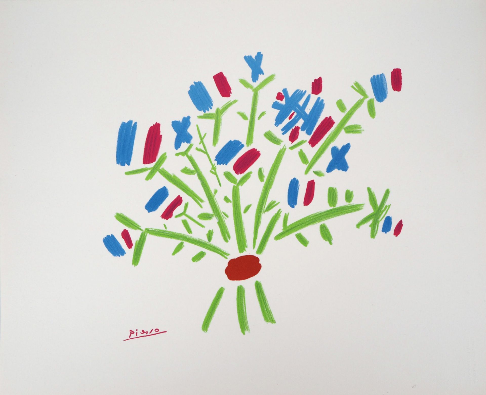 Pablo PICASSO (after) Le bouquet Bleu, Blanc, Rouge Lithograph from watercolour [...]