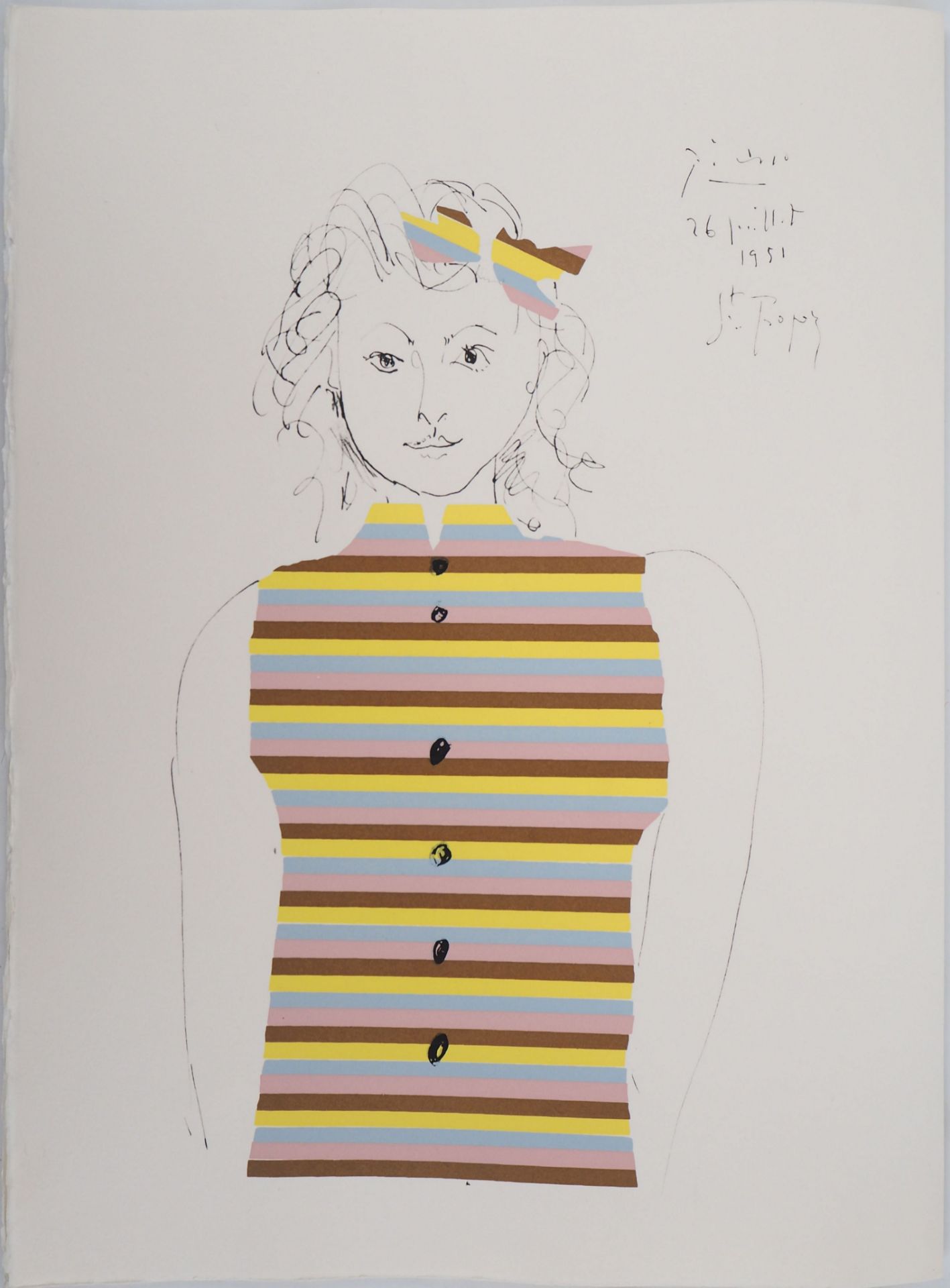 Pablo PICASSO (after) Portrait of a young girl Color lithography Signed in the [...] - Bild 5 aus 6