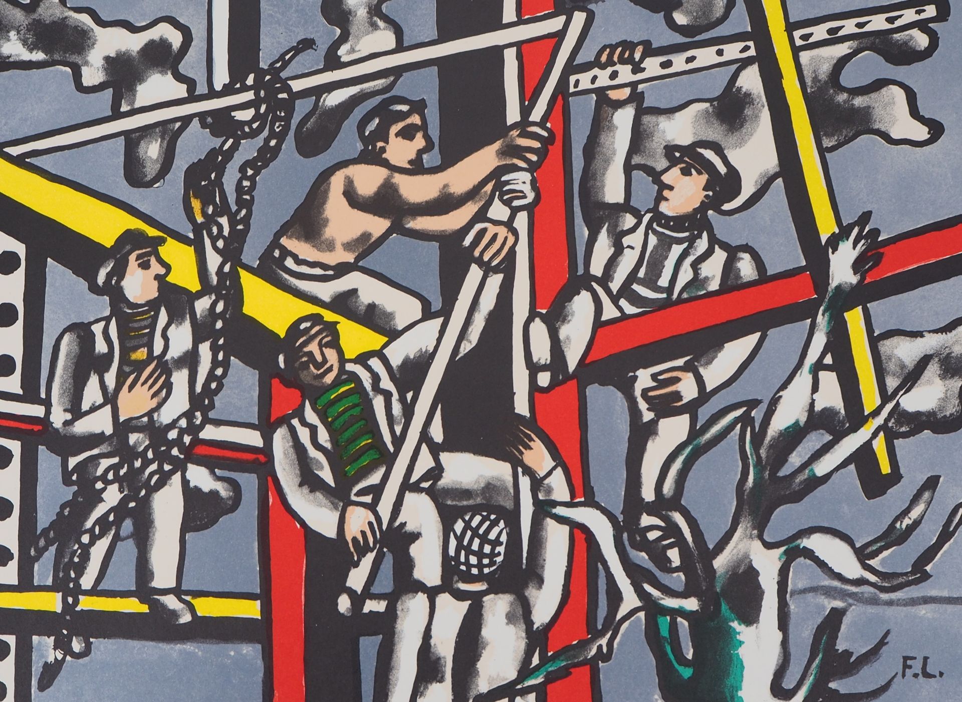 Fernand LÉGER (1881 - 1955) The constructors Colored lithograph Signed in the plate [...] - Bild 3 aus 6