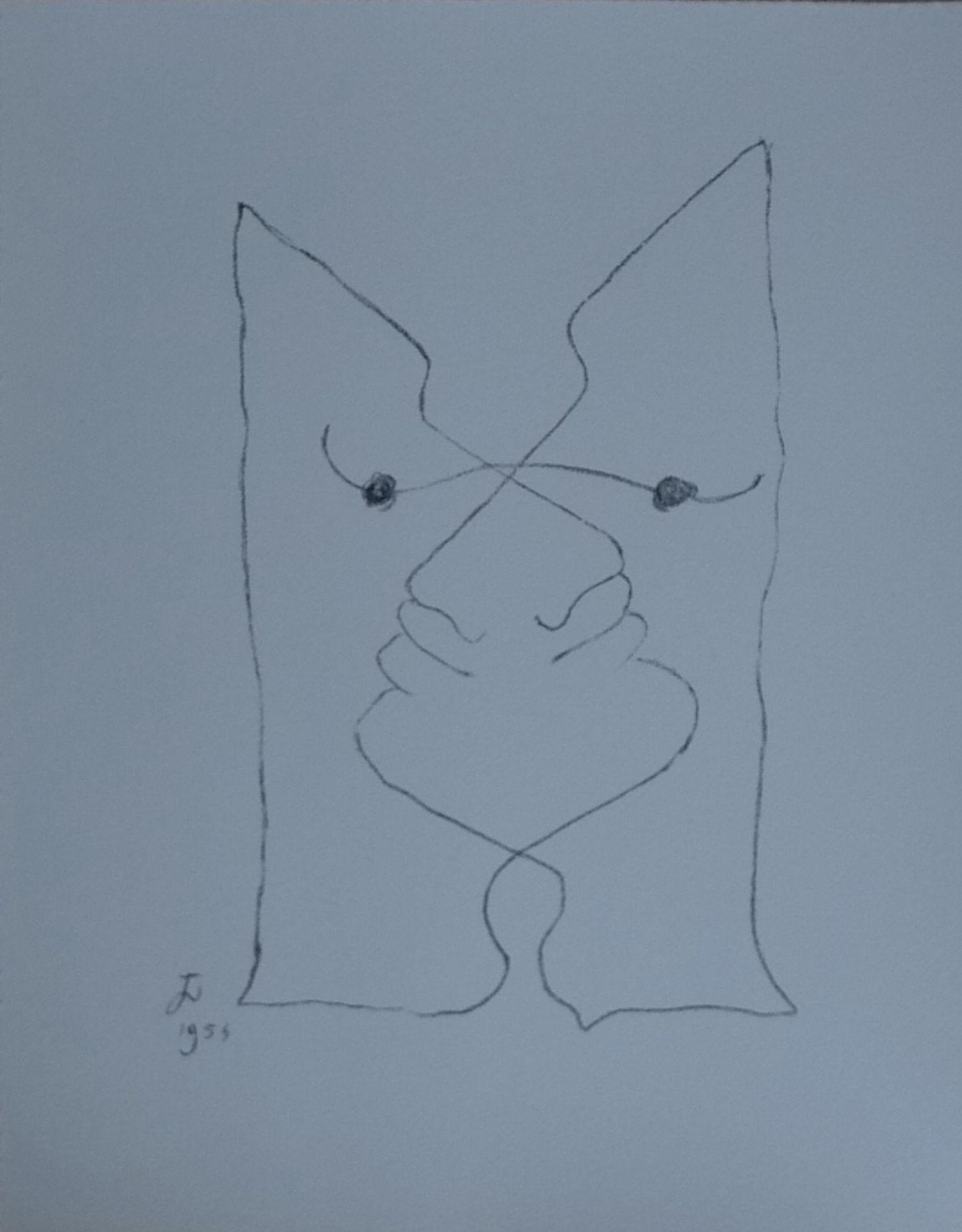 Jean Cocteau Interwoven Faces, 1954 Lithograph signed in the plate. Dimensions of [...]