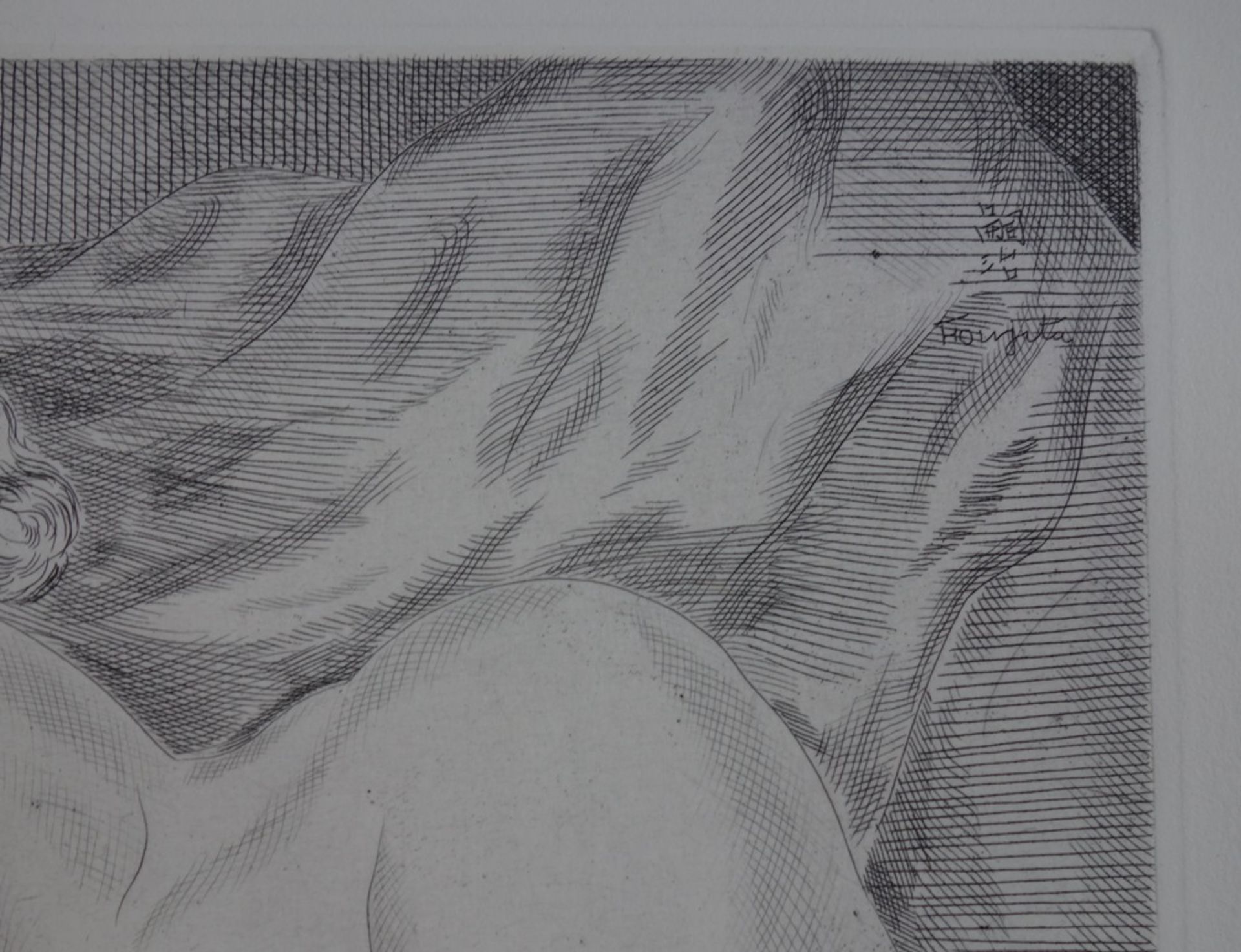 Tsuguharu Leonard FOUJITA Woman with cat Original etching in dry point Signed in the [...] - Bild 5 aus 9