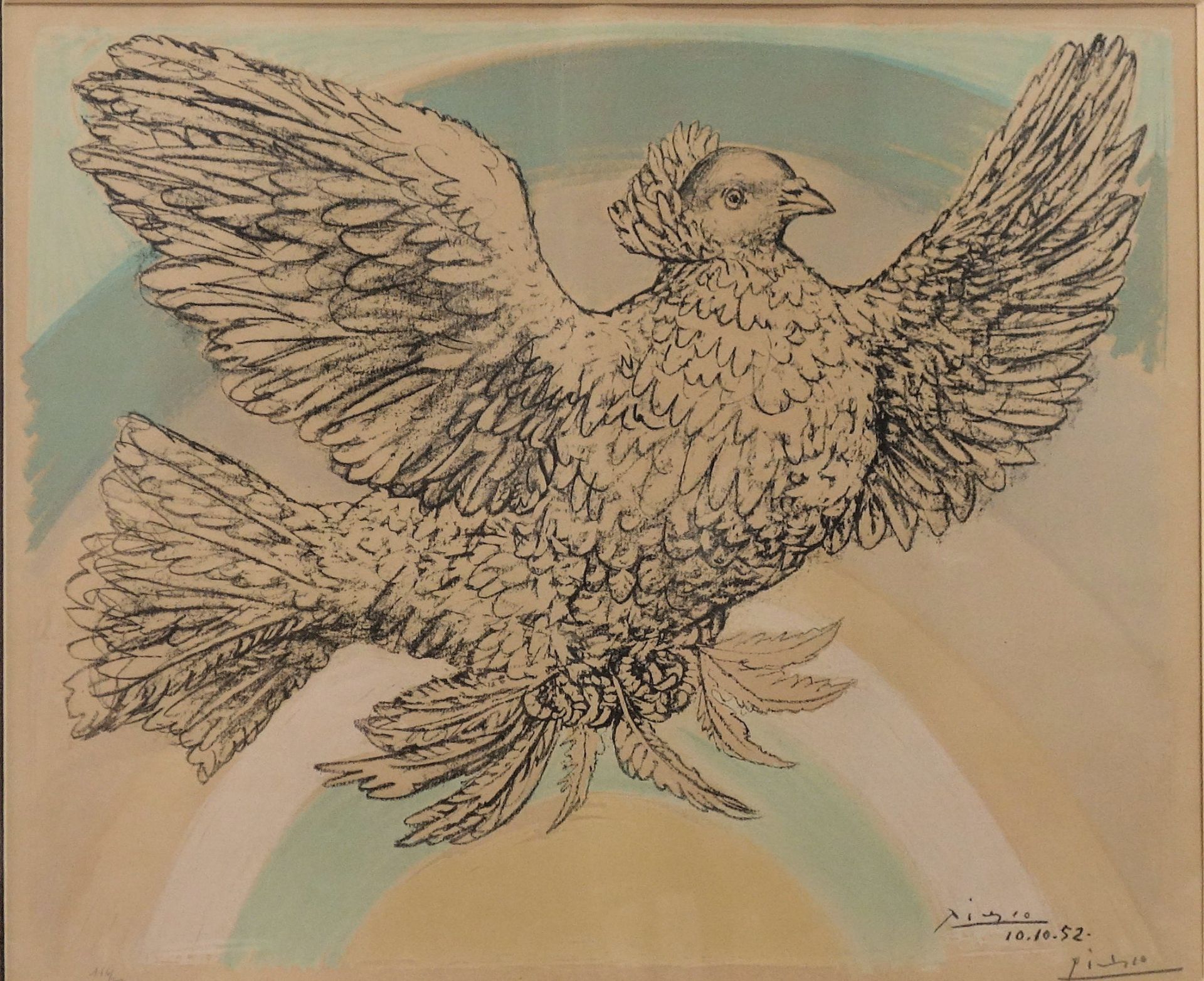 Pablo Picasso (1881-1973) The flying dove at the Arc en Ciel Original lithograph on [...] - Bild 5 aus 6