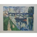 Maurice De Vlaminck - La Seine à Poissy Lithograph by Charles Sorlier Plate signed [...]