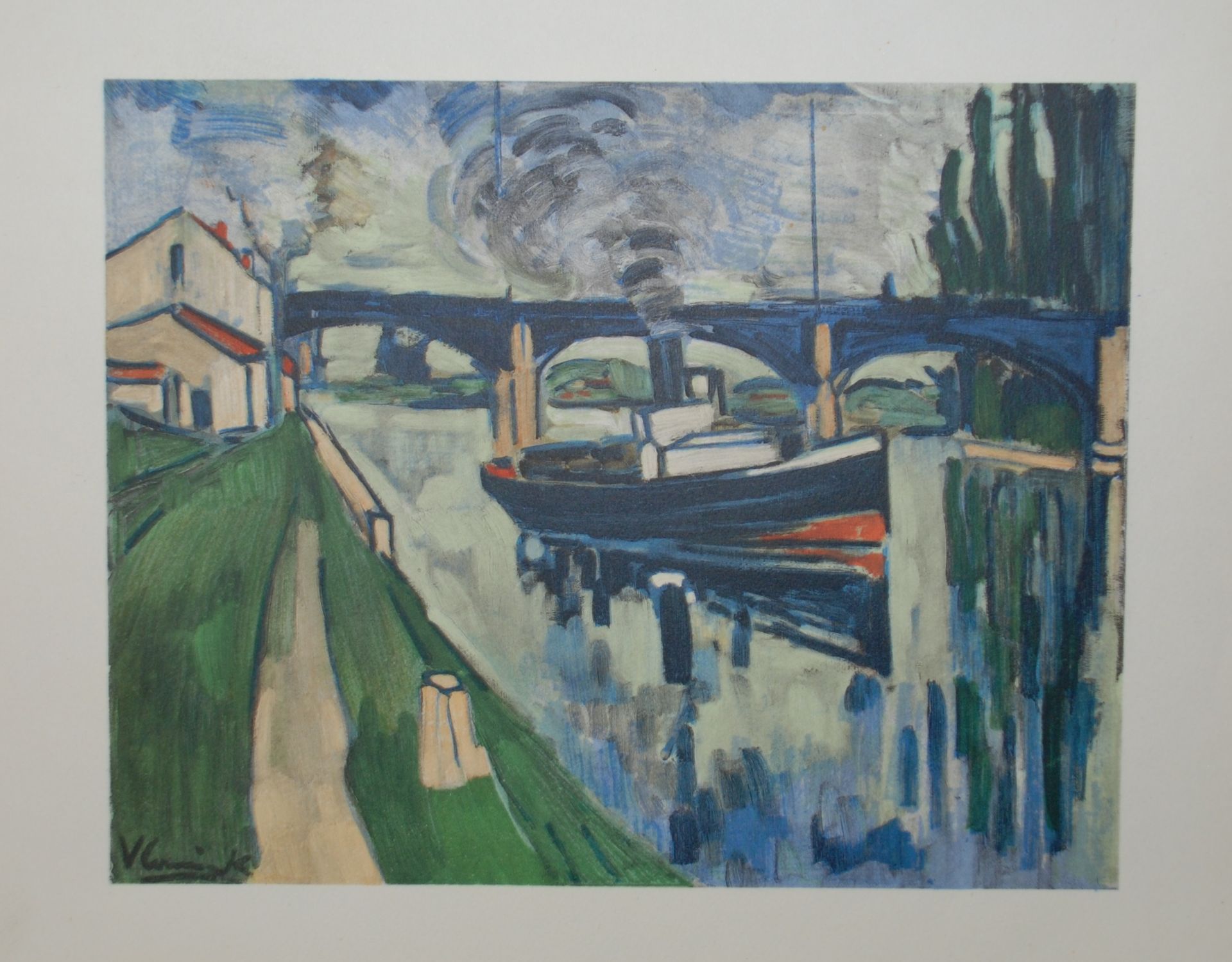 Maurice De Vlaminck - La Seine à Poissy Lithograph by Charles Sorlier Plate signed [...]