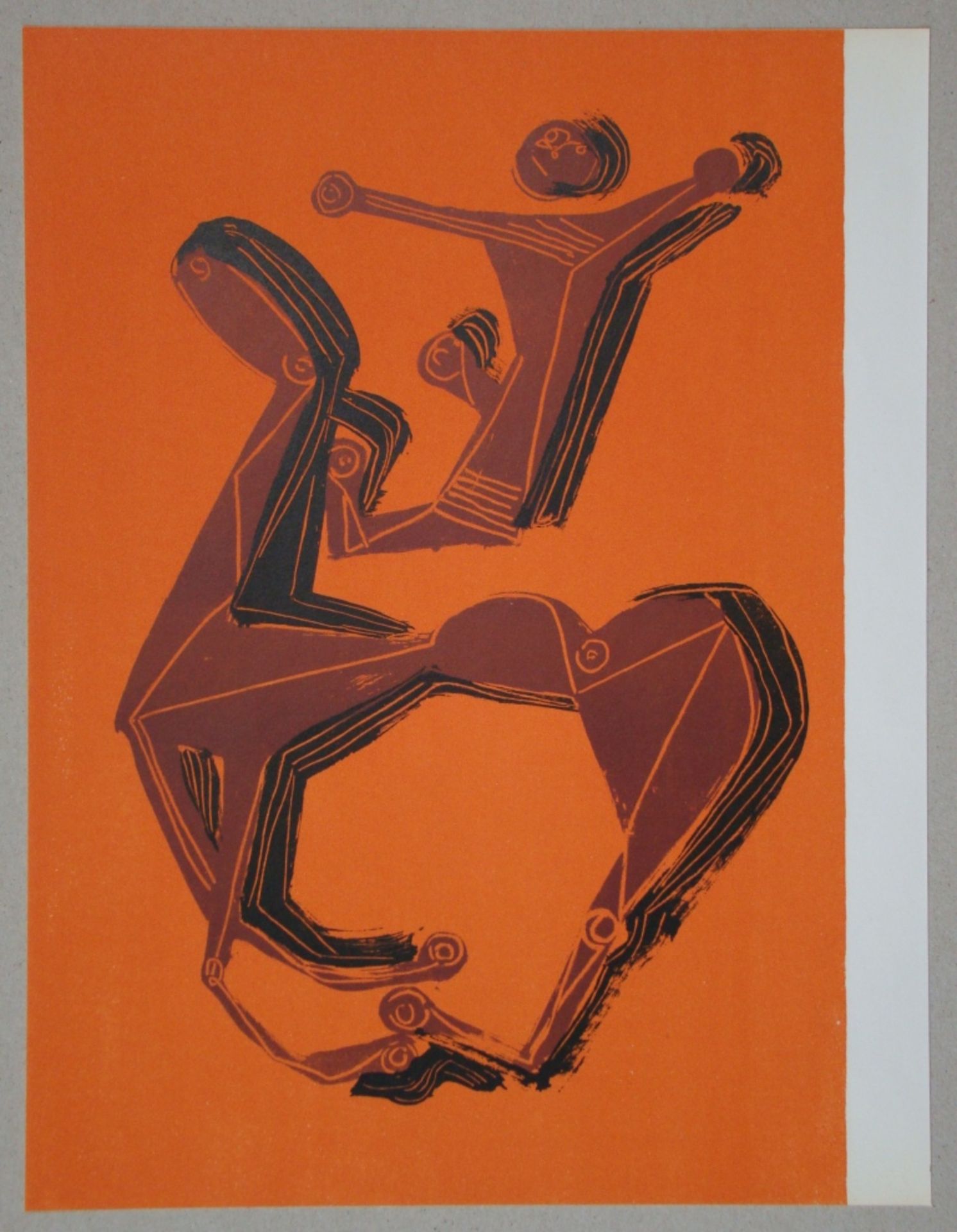 MARINO MARINI Horse and rider on orange background, 1955 Original lithograph in [...] - Bild 2 aus 5