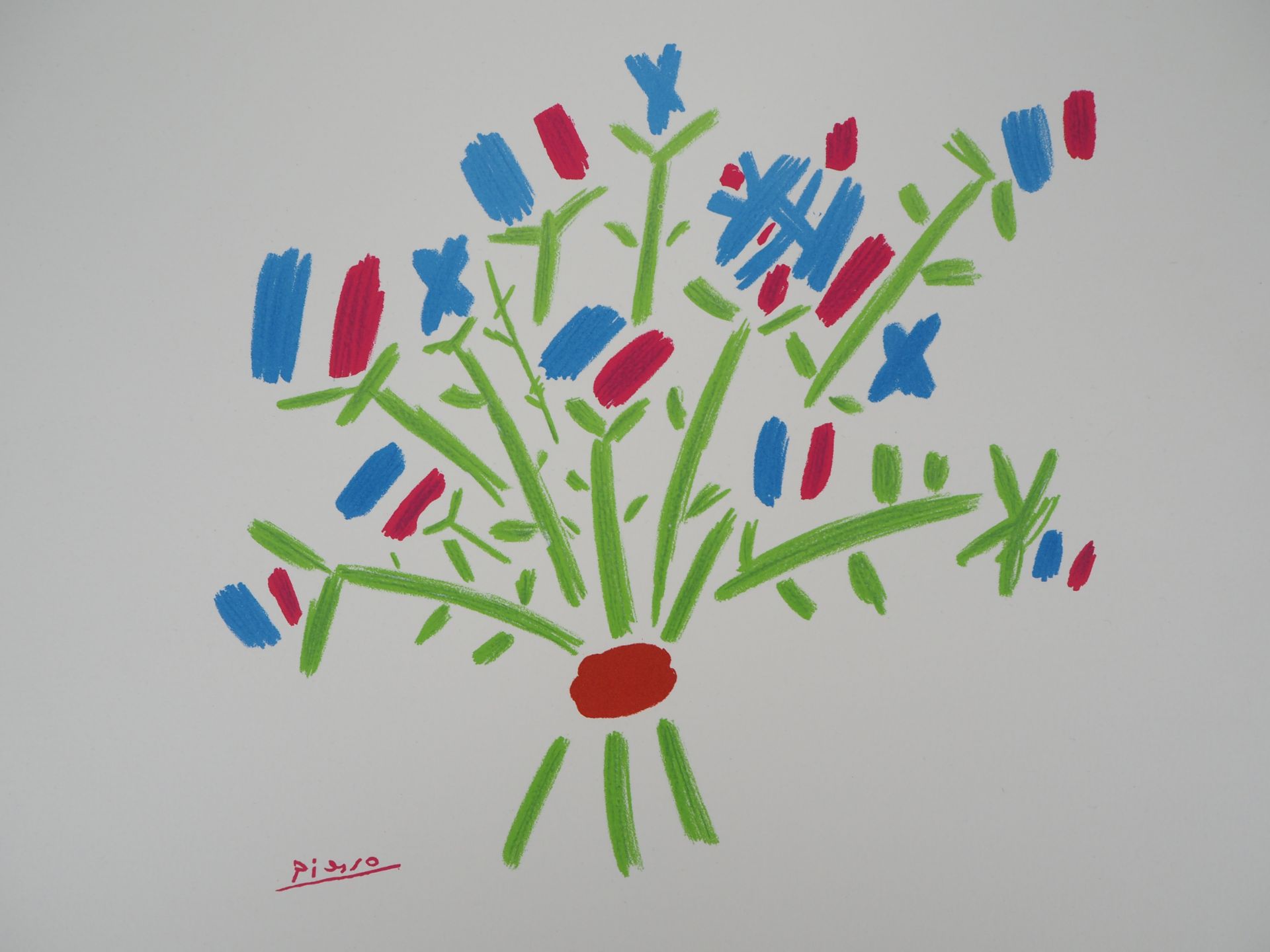 Pablo PICASSO (after) Le bouquet Bleu, Blanc, Rouge Lithograph from watercolour [...] - Bild 2 aus 5