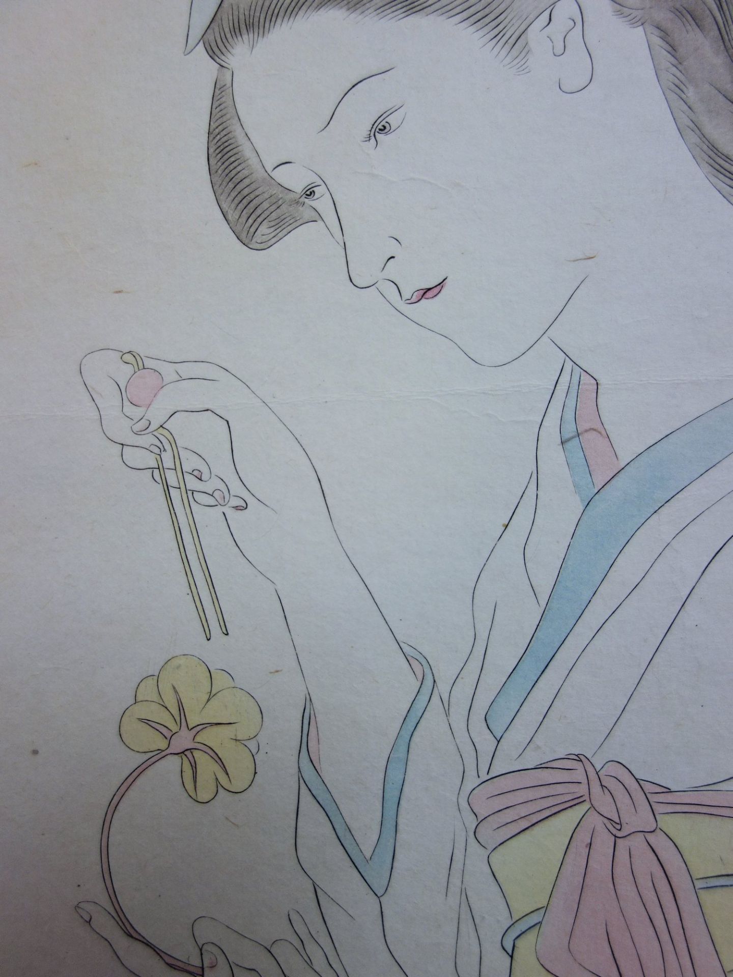 Léonard Tsuguharu FOUJITA Japanese woman with carnation Original engraving Signed [...] - Bild 6 aus 7