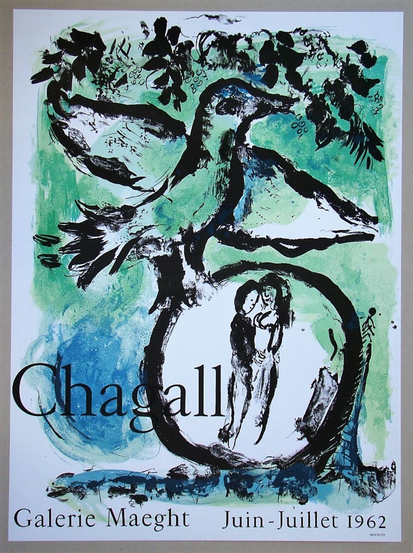 MARC CHAGALL - The green bird - 1962 Original exhibition placard, published in 1962 [...] - Bild 2 aus 9