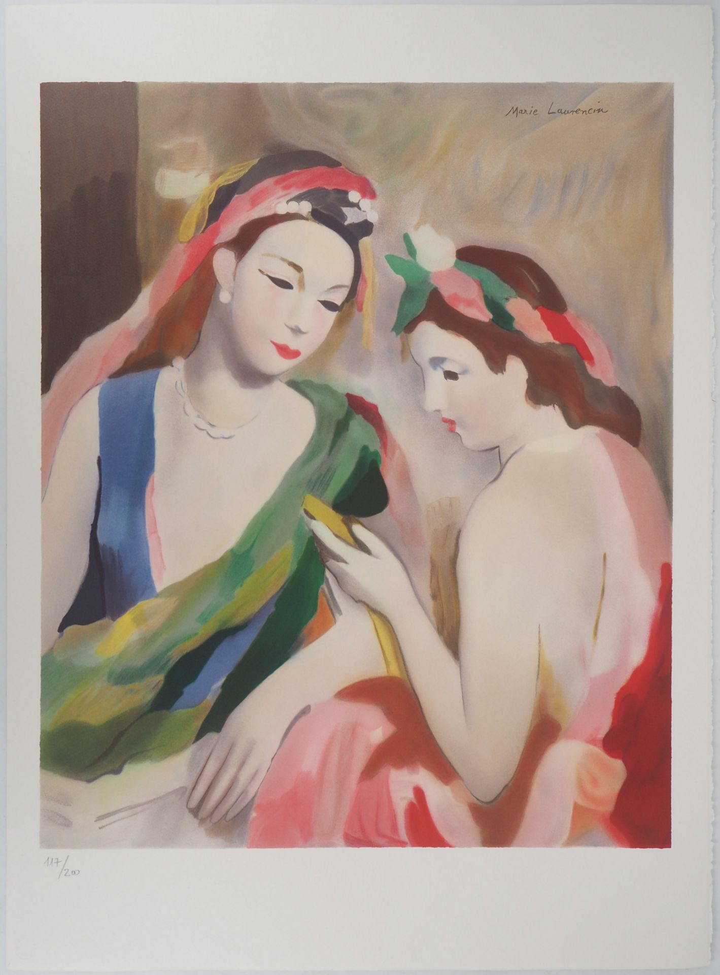 Marie LAURENCIN (1883-1956) Two young girls Colour lithograph on Arches [...] - Bild 2 aus 7