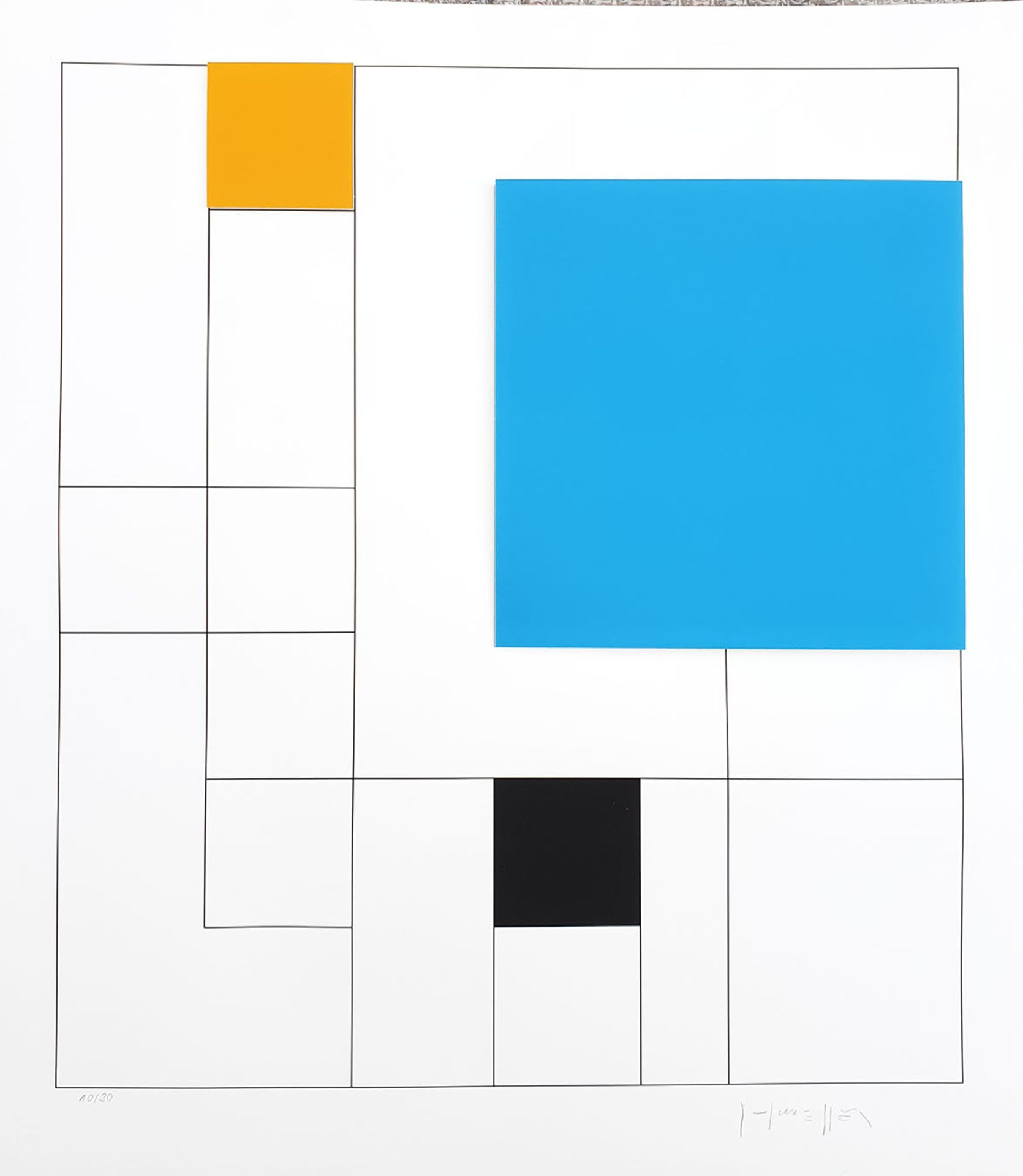 Gottfried Honegger Composition 3 squares 3D ( Blue, orange, black ) 2015 Silkscreen [...]