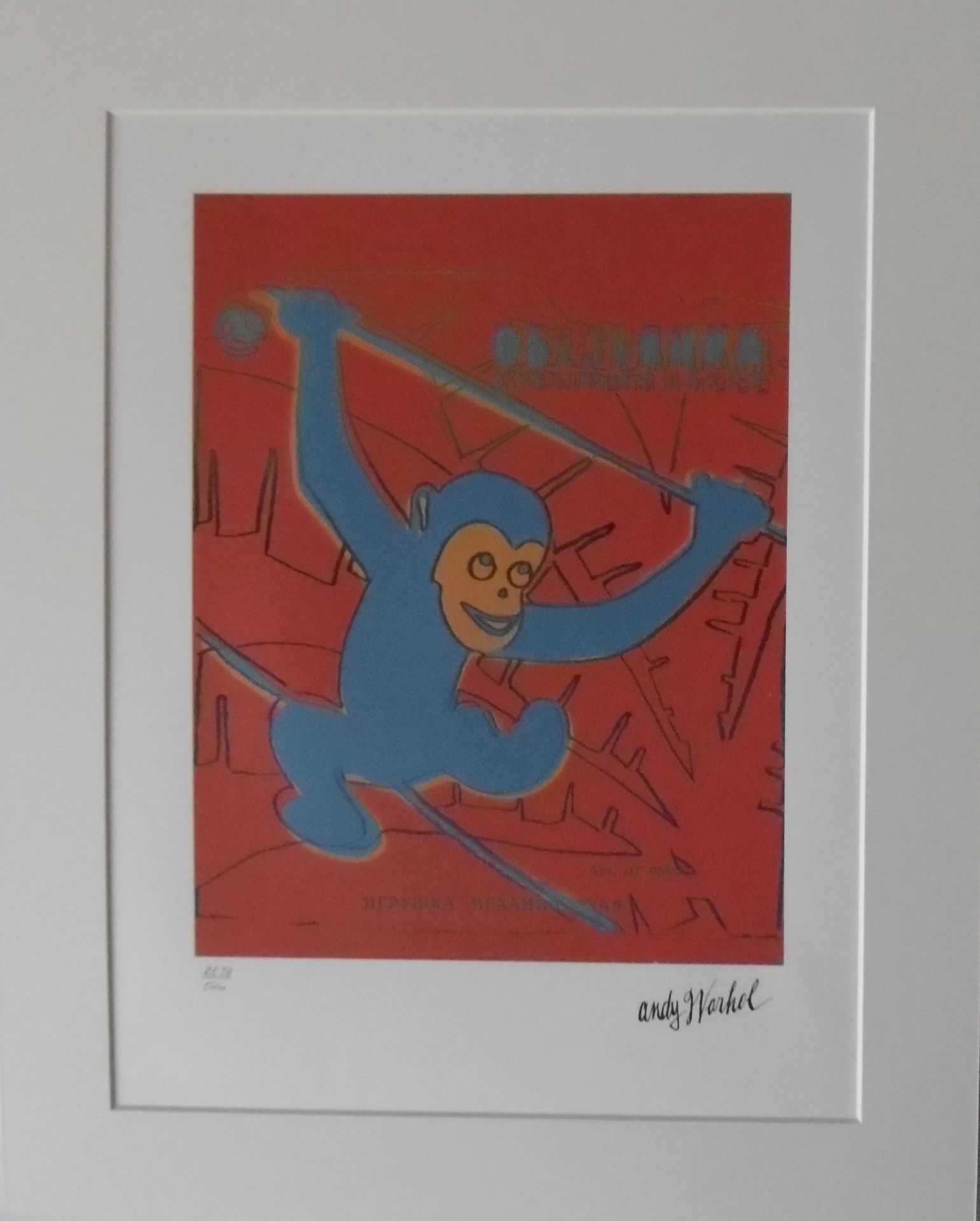 Andy WARHOL (after) Red Monkey Lithograph after the work of the artist Signed in the [...]