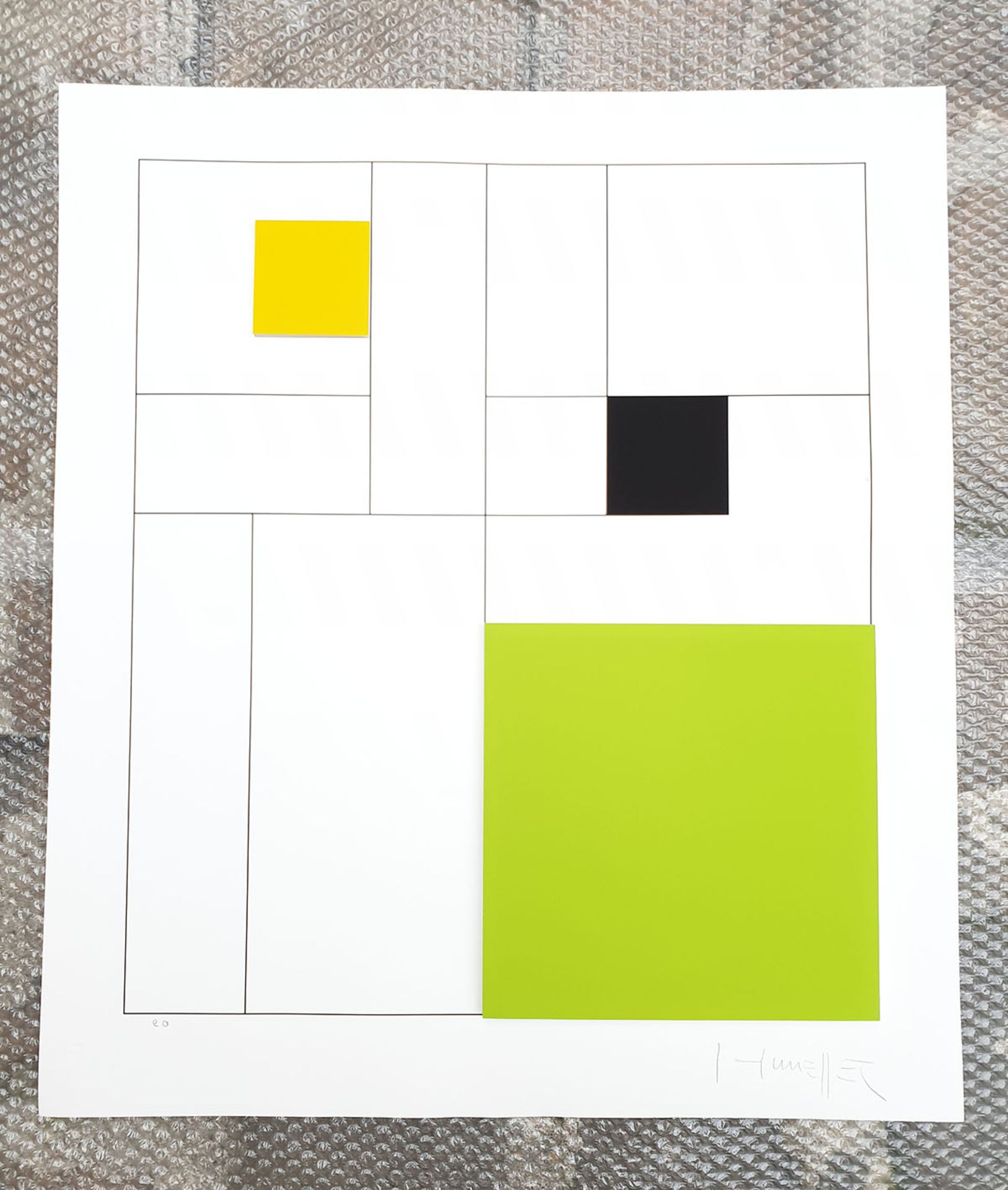 Gottfried Honegger Composition 3 squares 3D ( green, black, yellow ) 2015 Silkscreen [...] - Bild 2 aus 5