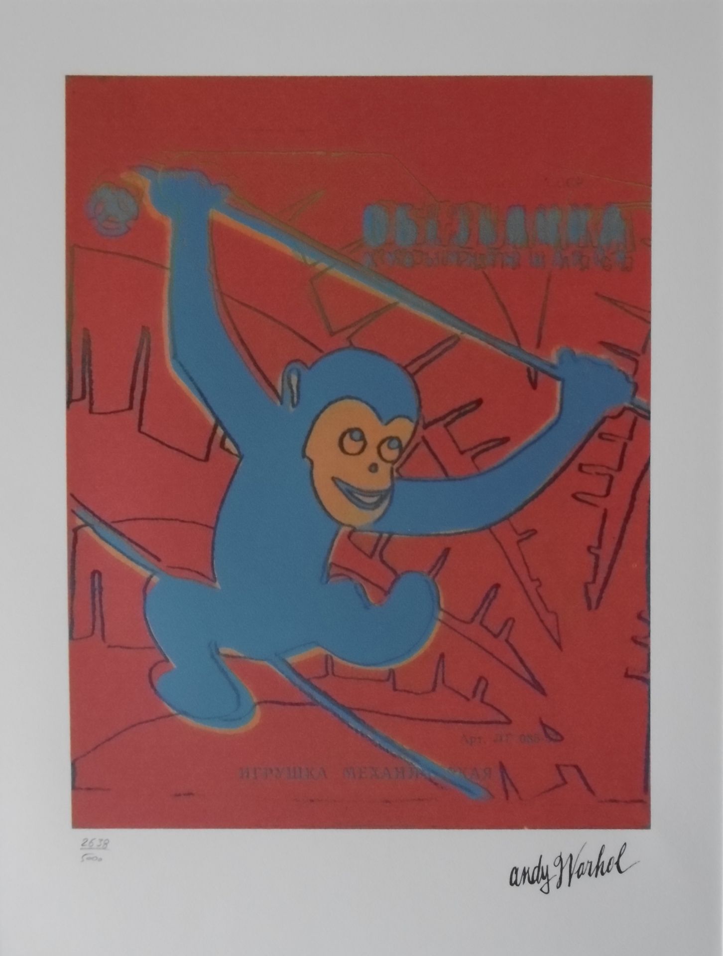 Andy WARHOL (after) Red Monkey Lithograph after the work of the artist Signed in the [...] - Bild 2 aus 3