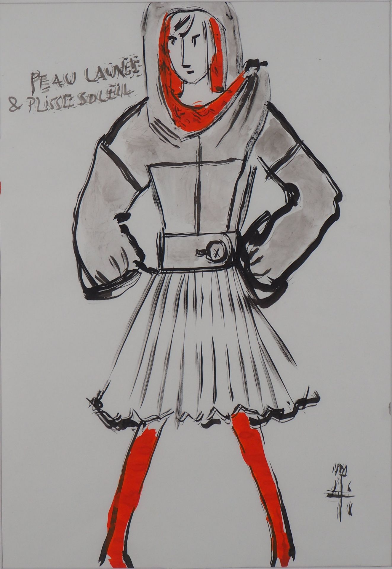 Jean-Charles de Castelbajac Study drawing for a coat Original watercolour Signed [...] - Bild 3 aus 6