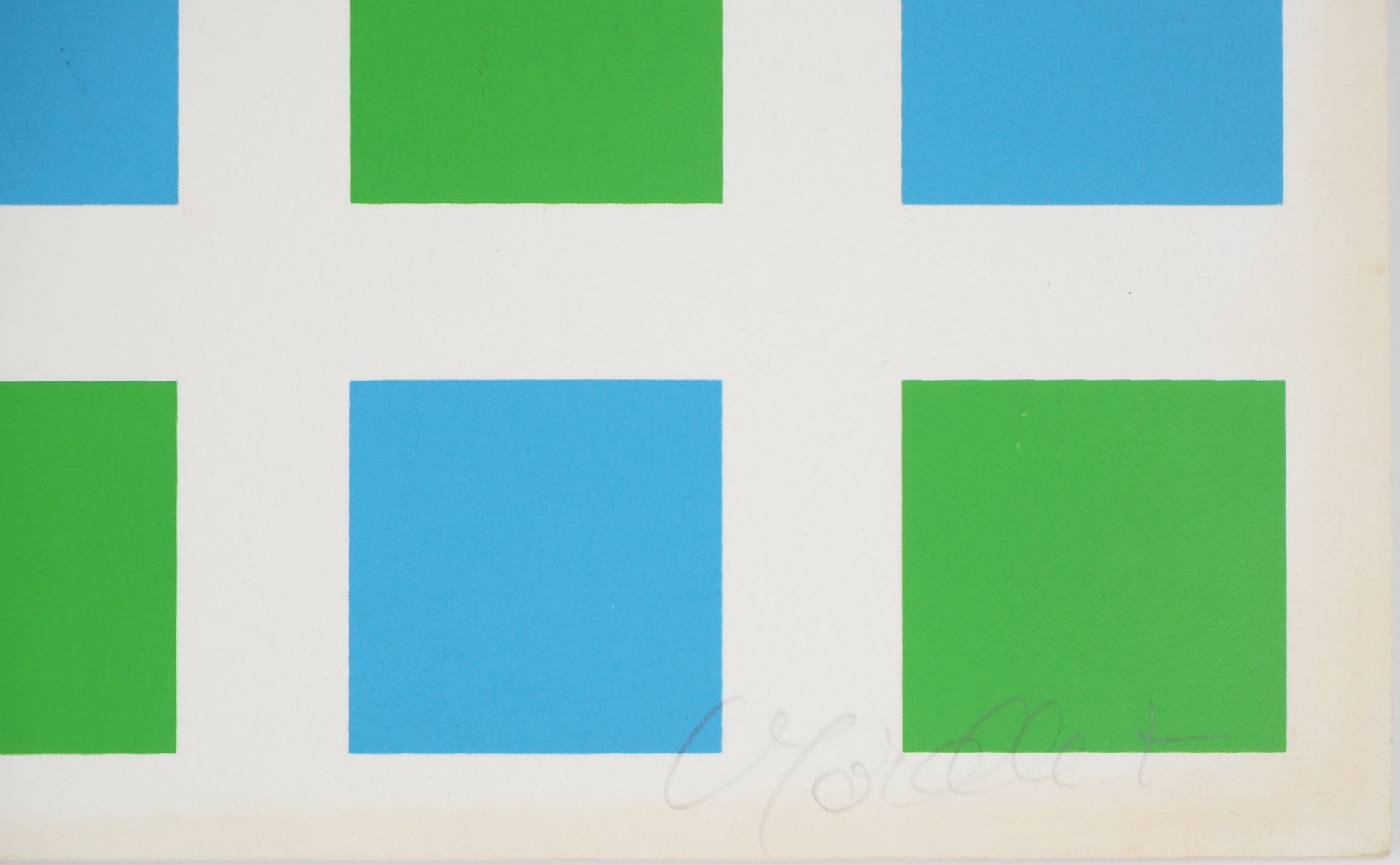 François MORELLET Green and bleue grid pattern Original serigraph Signed in pencil [...] - Bild 4 aus 4