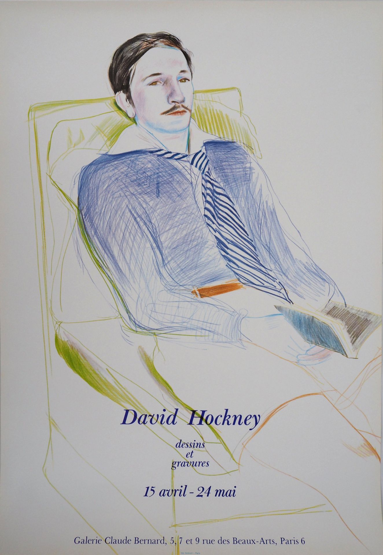 David HOCKNEY Portrait of Reading Man Original Vintage Poster [...]