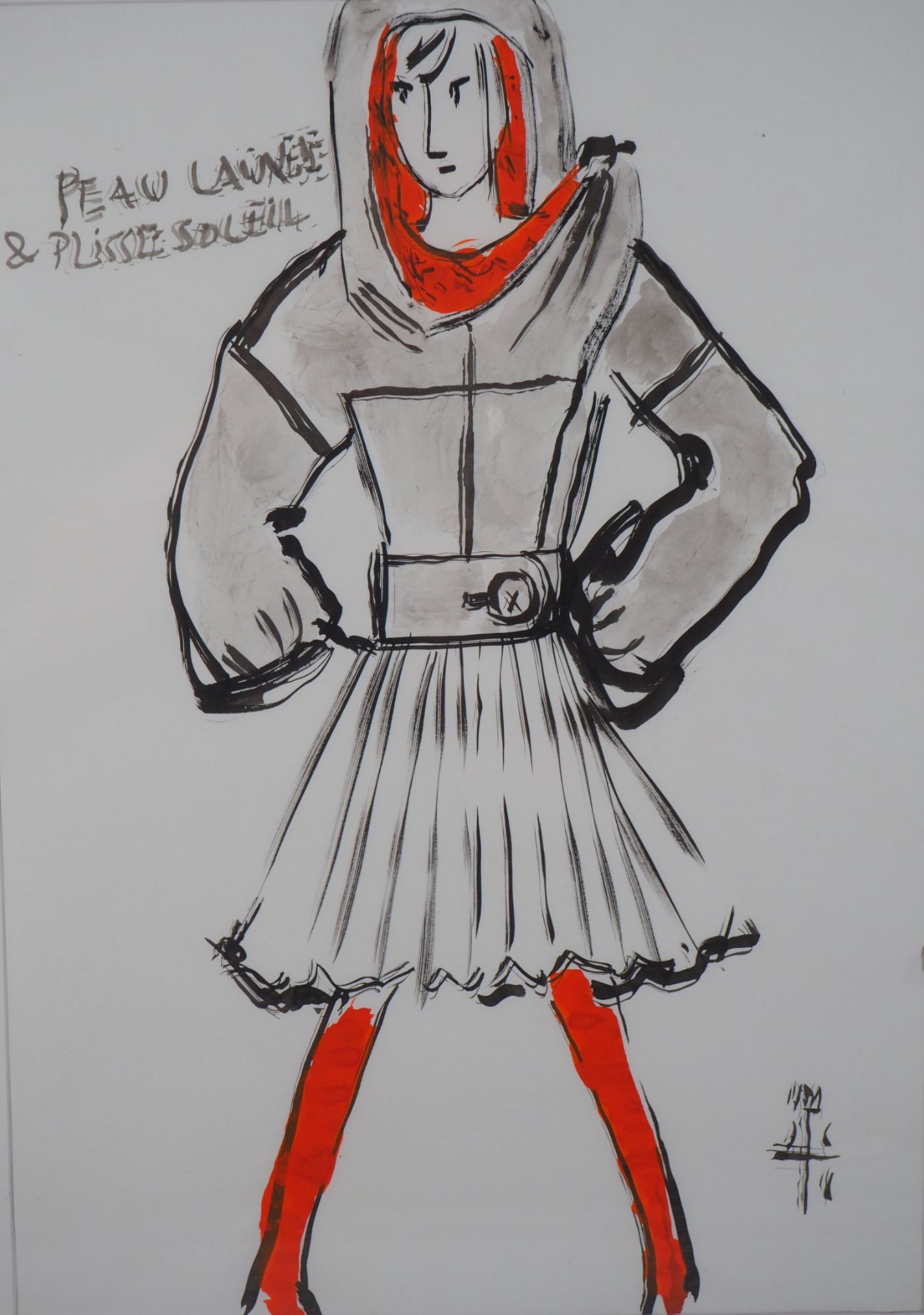 Jean-Charles de Castelbajac Study drawing for a coat Original watercolour Signed [...] - Bild 6 aus 6