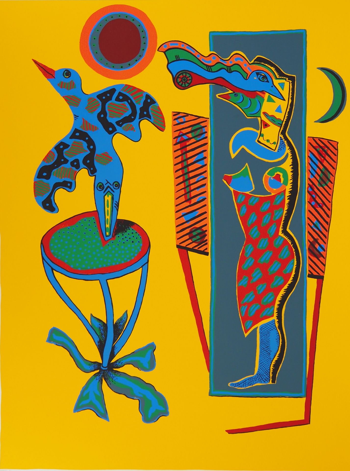 Cécile DE BRUIJN Woman with a bird, 1950 Original silkscreen Signed in [...] - Bild 3 aus 7