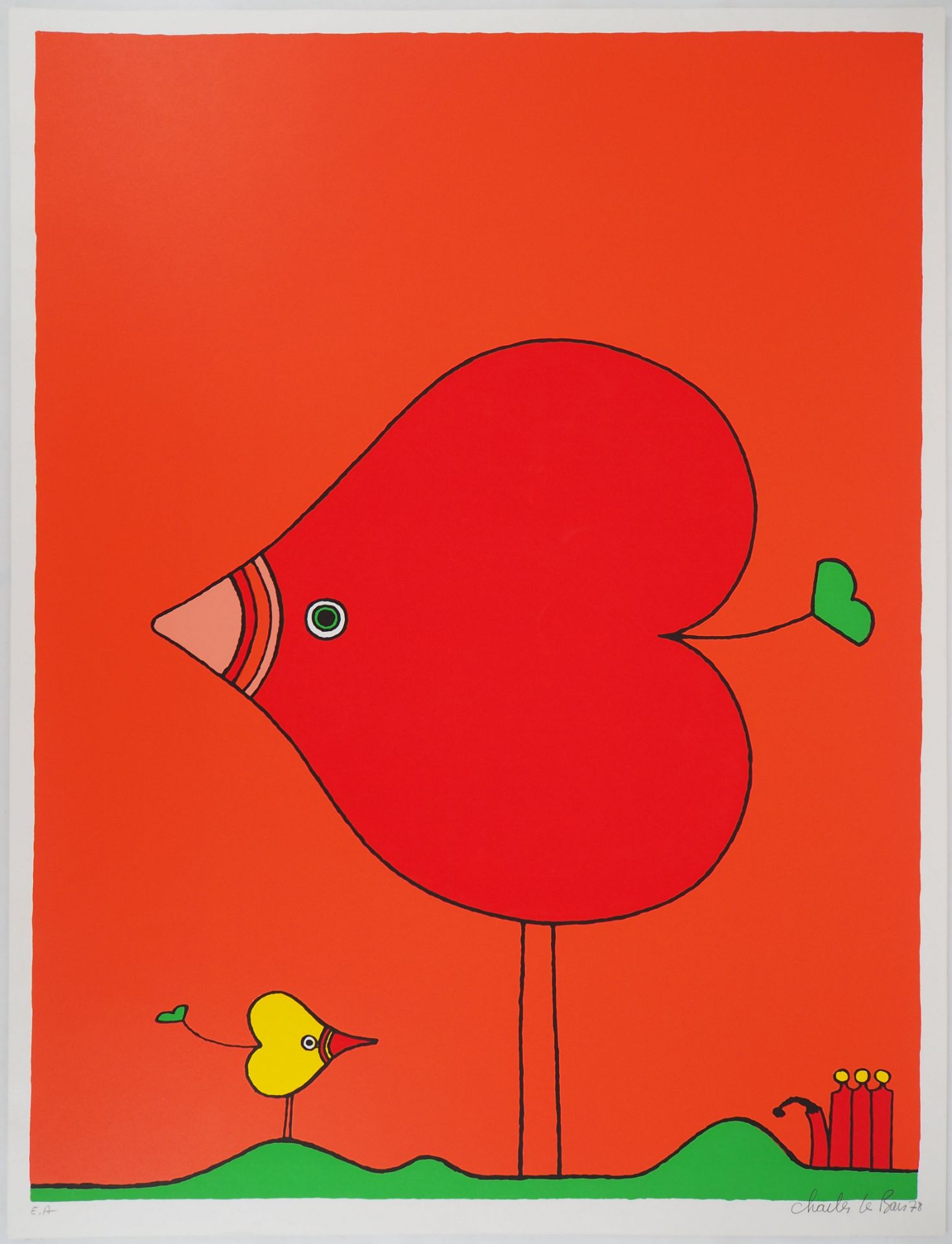 Charles LE BARS Heart-bird, 1978 Original screenprint on paper Signed in pencil [...] - Bild 5 aus 7