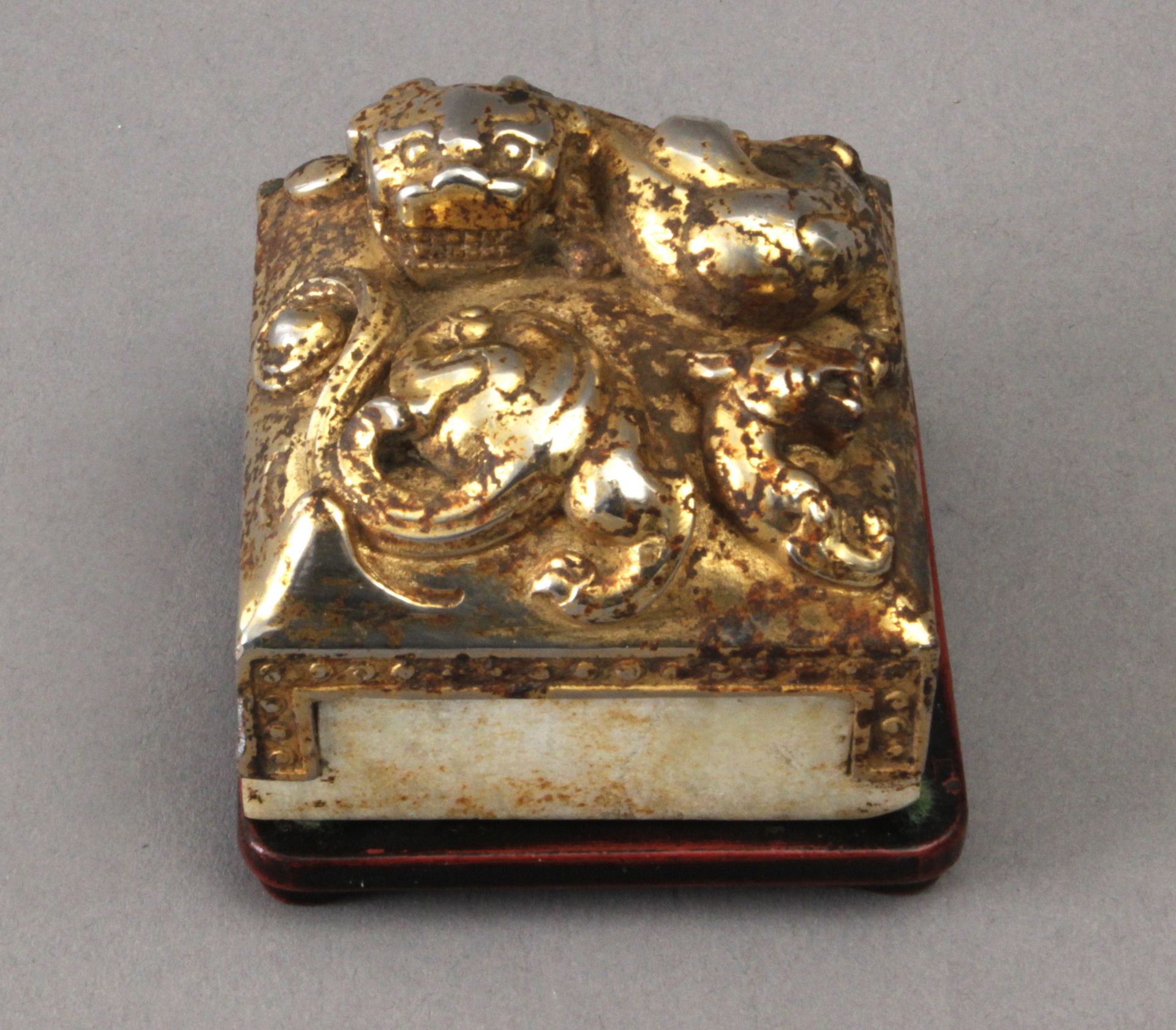 A 19th-20th centuries Chinese carved hardstone seal on a stand