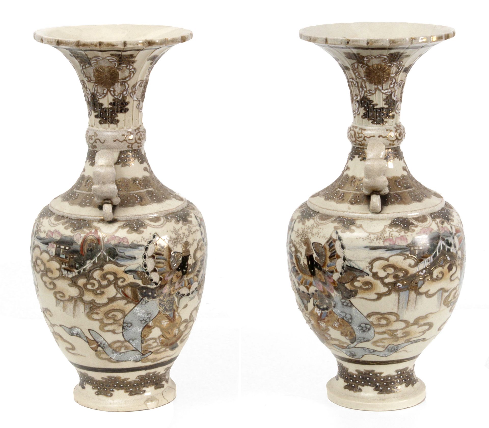 A pair of 20th century Japanese Satsuma porcelain vases - Bild 3 aus 6