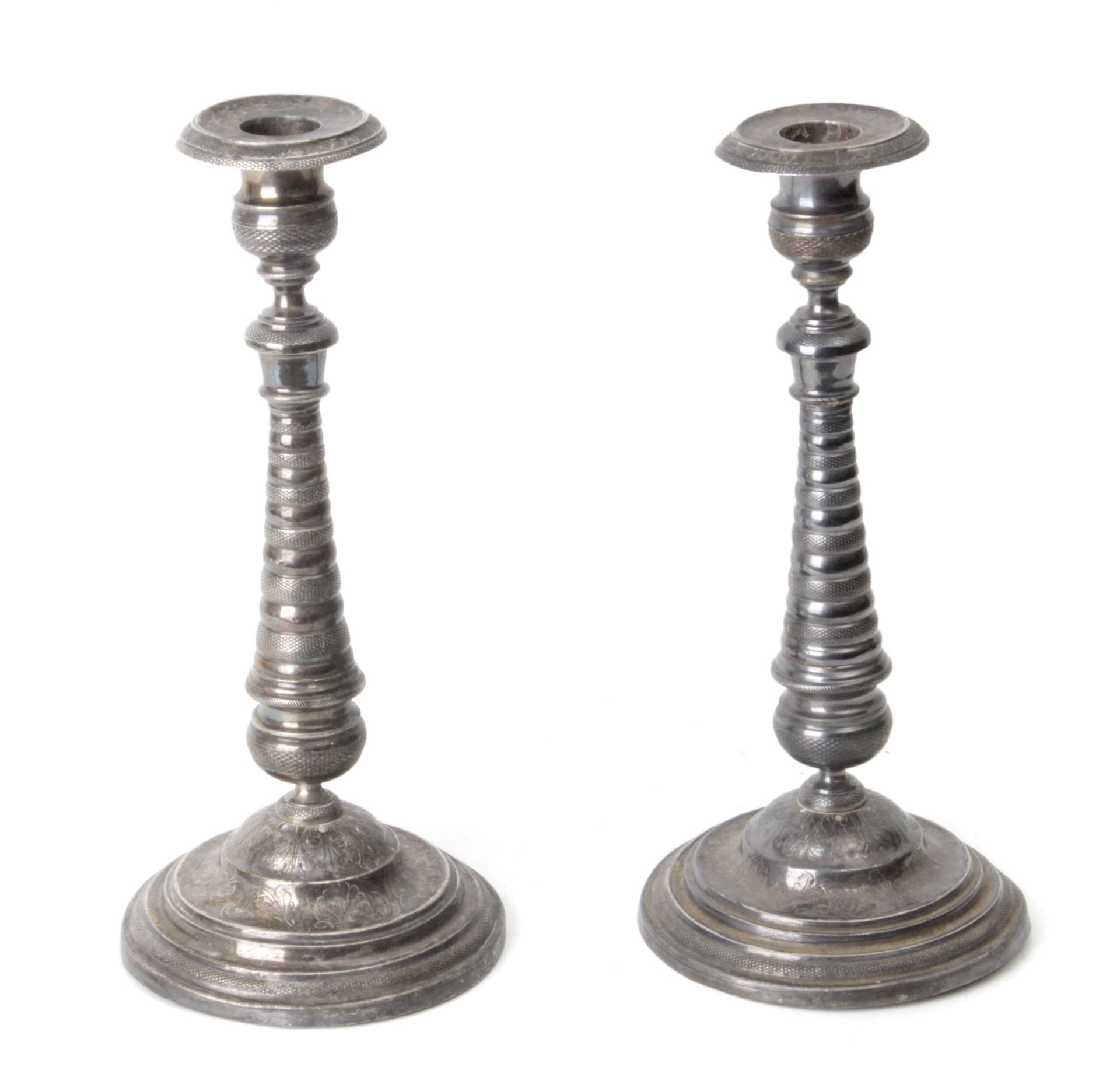 Pair of 19th century silver candlesticks from Barcelona with F. Carreras silversmith hallmarks