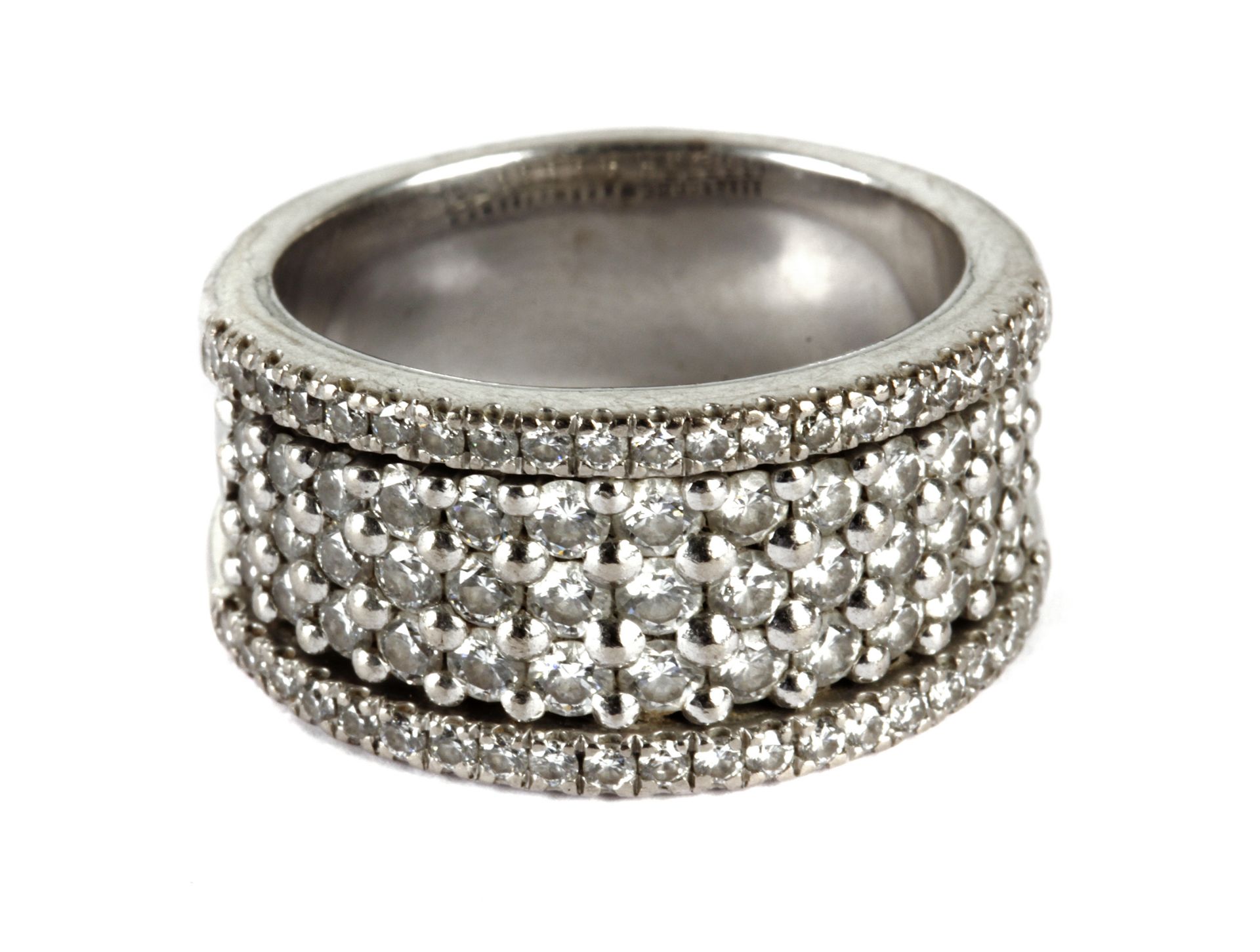 18k. white gold ring with 2,5 ct. (total weight) brilliant cut and 8/8 cut diamonds - Image 2 of 2