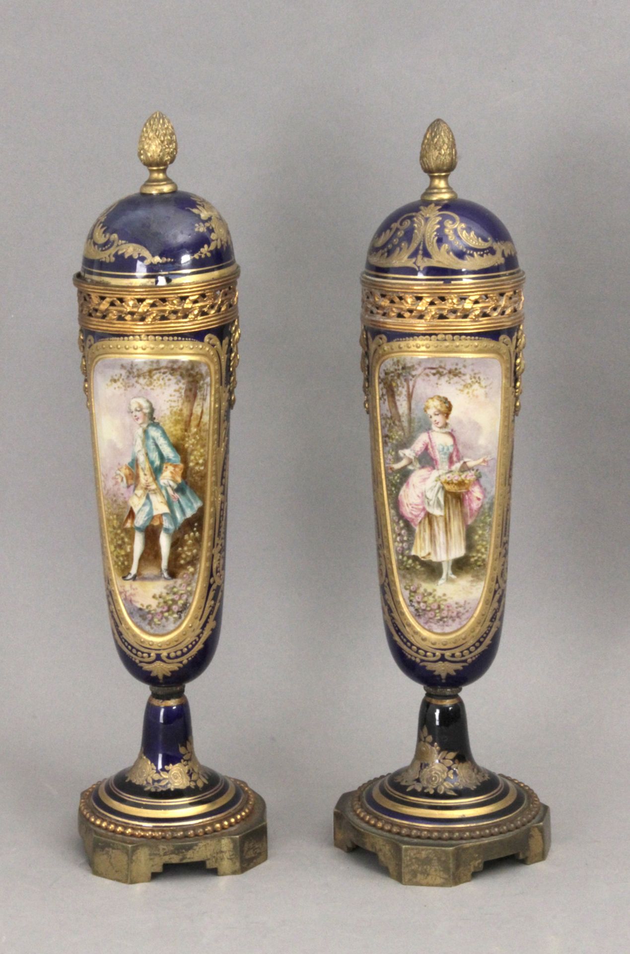 Pair of 19th century decorative urns in Sévres porcelain