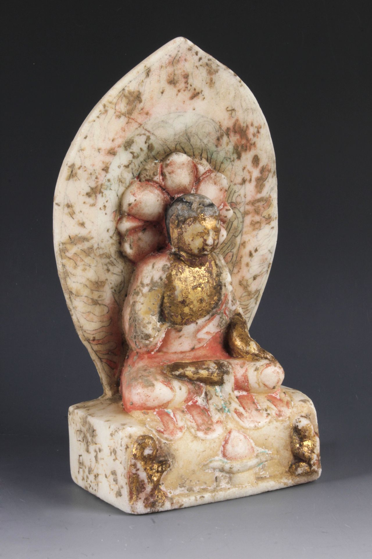 19th century Tibetan school. Carved marble deity sculpture - Image 2 of 4