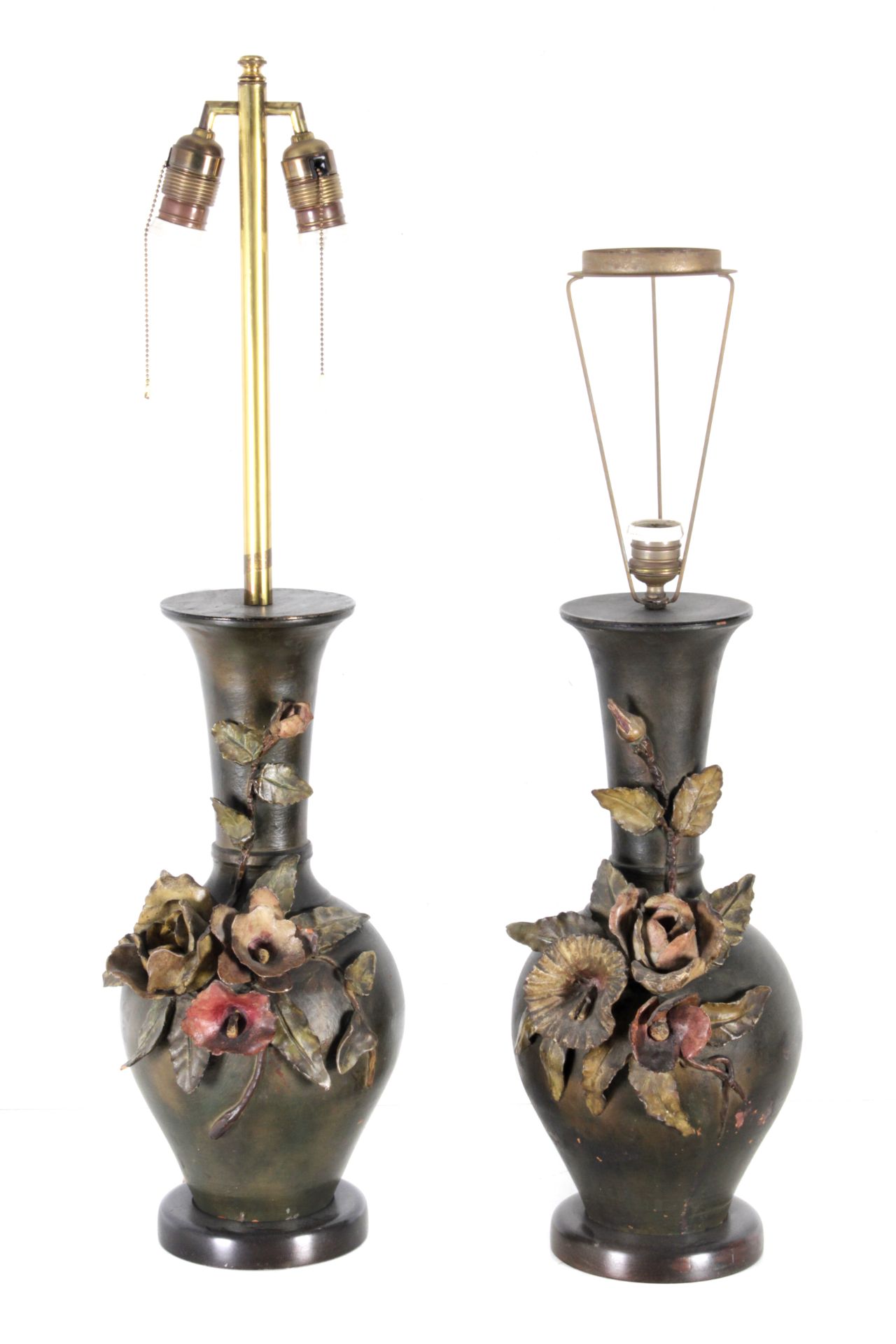 A pair of 20th century terracotta table lamps