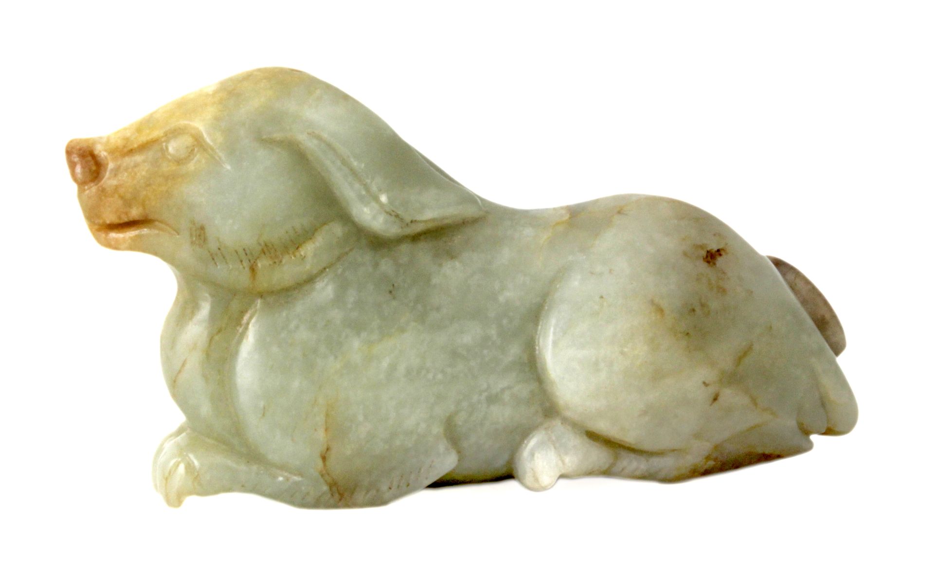 A 20th century Chinese school. Carved jade dog figure - Image 2 of 2