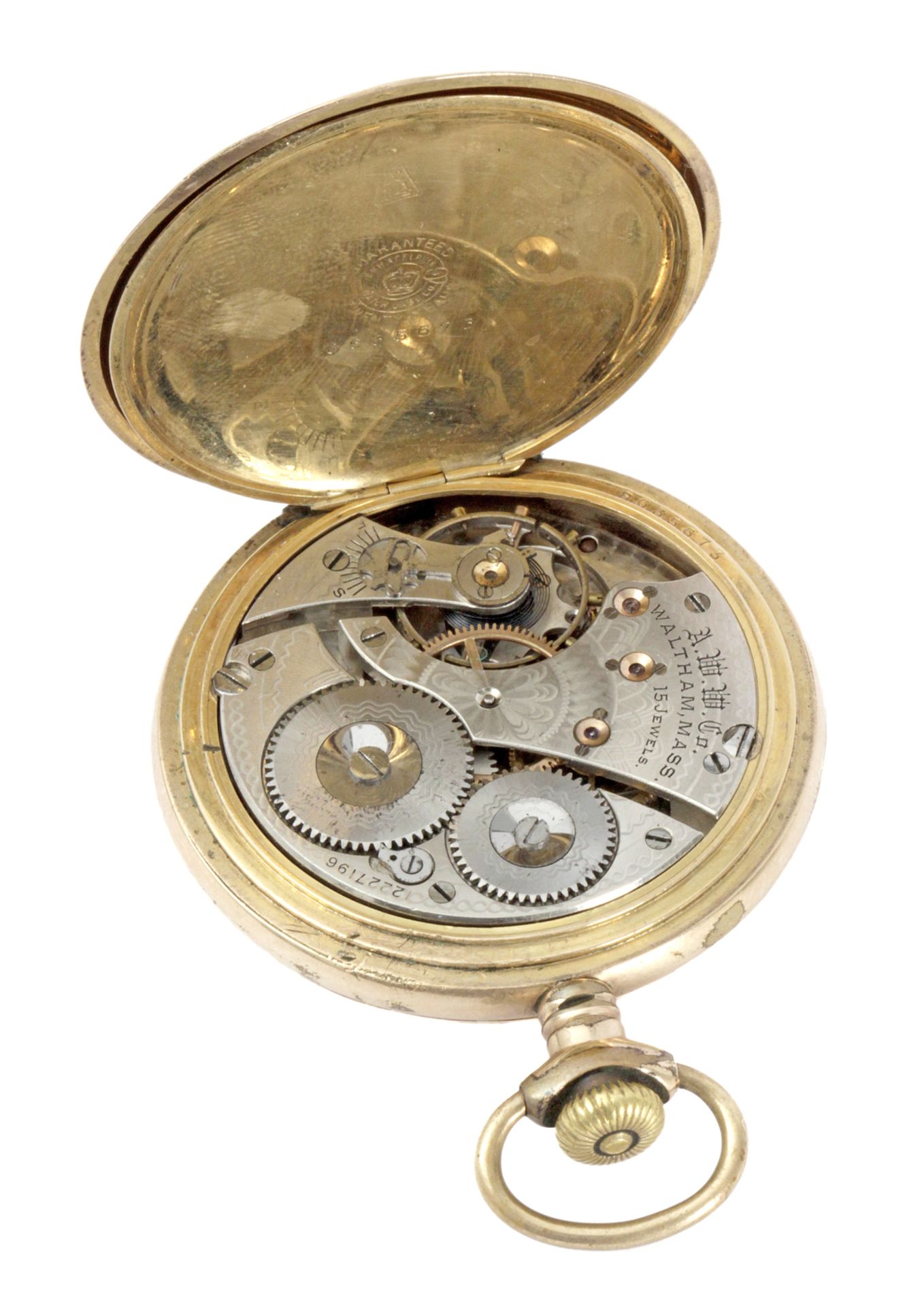 Waltham. 14 k. yellow gold double hunter pocket watch circa 1900-1909 - Bild 3 aus 5