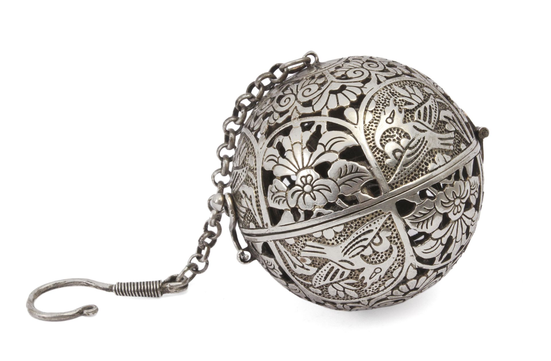 Early 20th century Chinese silver hanging censer/thurible