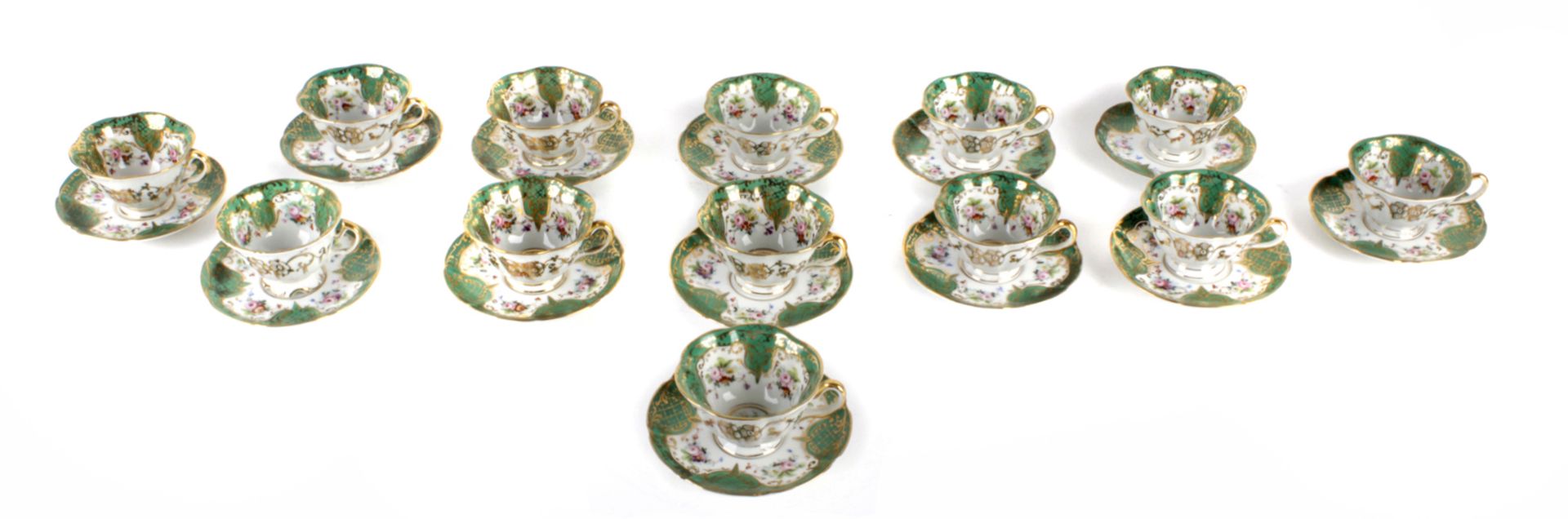 First third of 20th century Portuguese coffee set for 12 pax. in Vistalegre porcelain