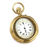 Late 19th century 18k. yellow gold double hunter pocket watch