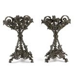 Pair of wrought iron torch stands circa 1900 in Antoni Gaudí style
