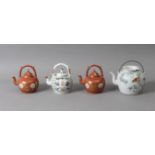 Four 20th century Chinese teapots in porcelain