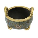 Late 19th century Chinese censer in bronze and cloisonné enamel