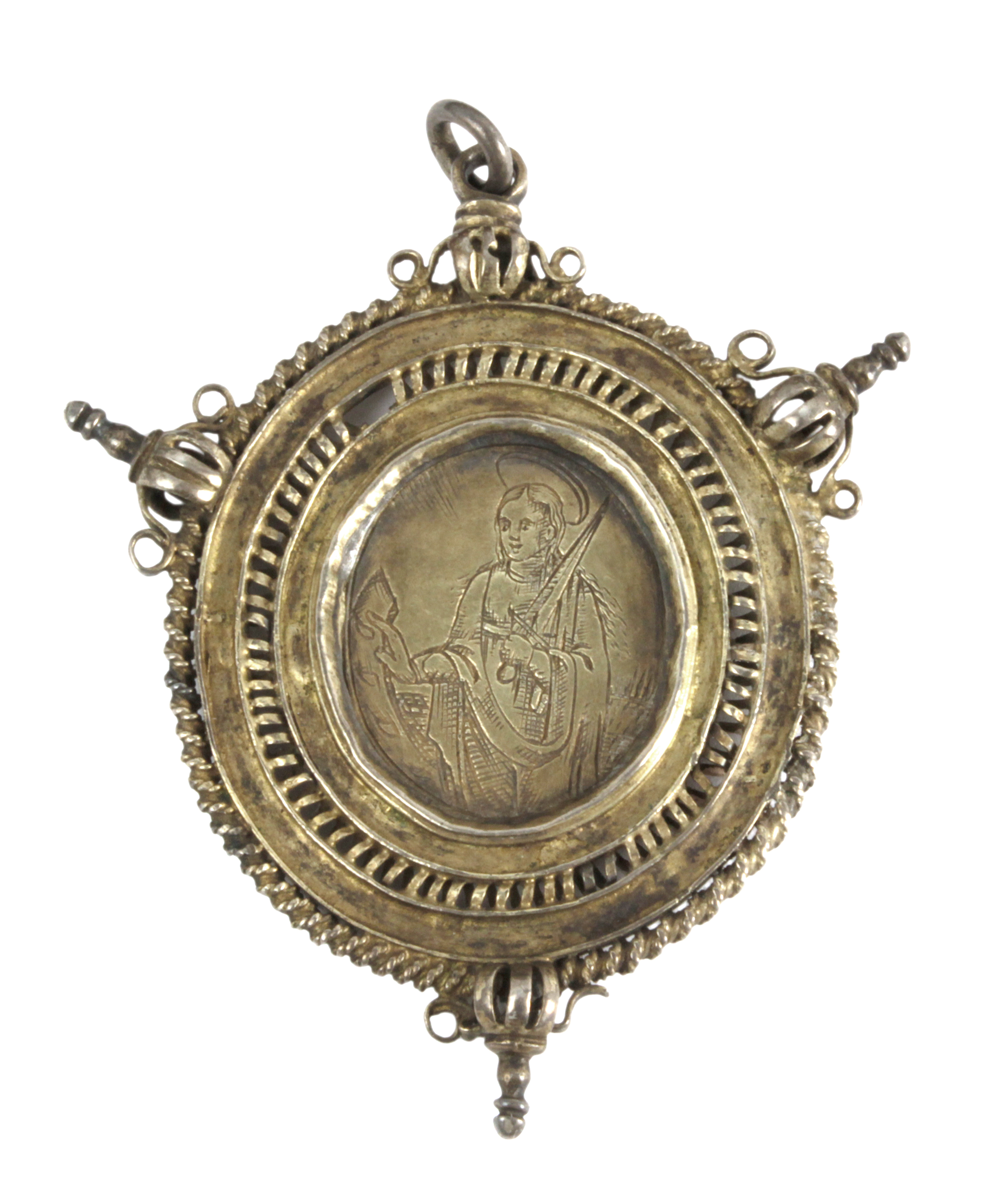 17th century gilt silver paten or devotional medallion probably from Castile and León - Image 2 of 2