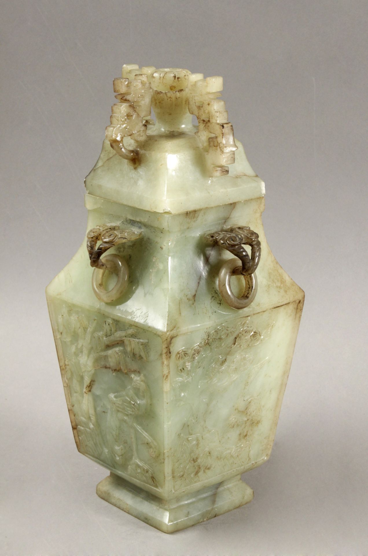 A 20th century Chinese container in carved hard stone