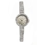 Patek Philippe circa 1960-1969. Ladies wristwatch in 18k. white gold and brilliant cut diamonds