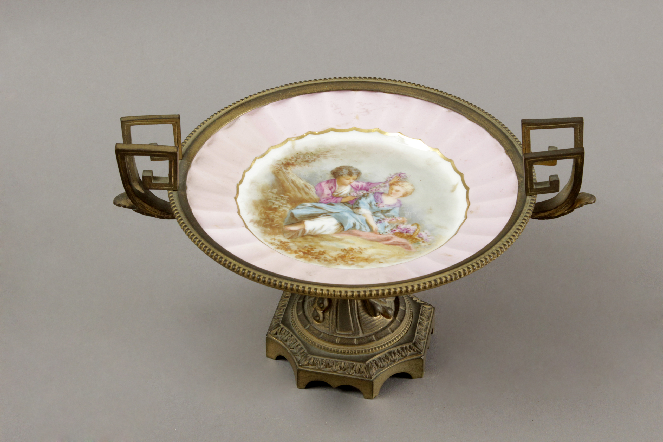 Late 19th century French centrepiece in gilt bronze and Sévres porcelain