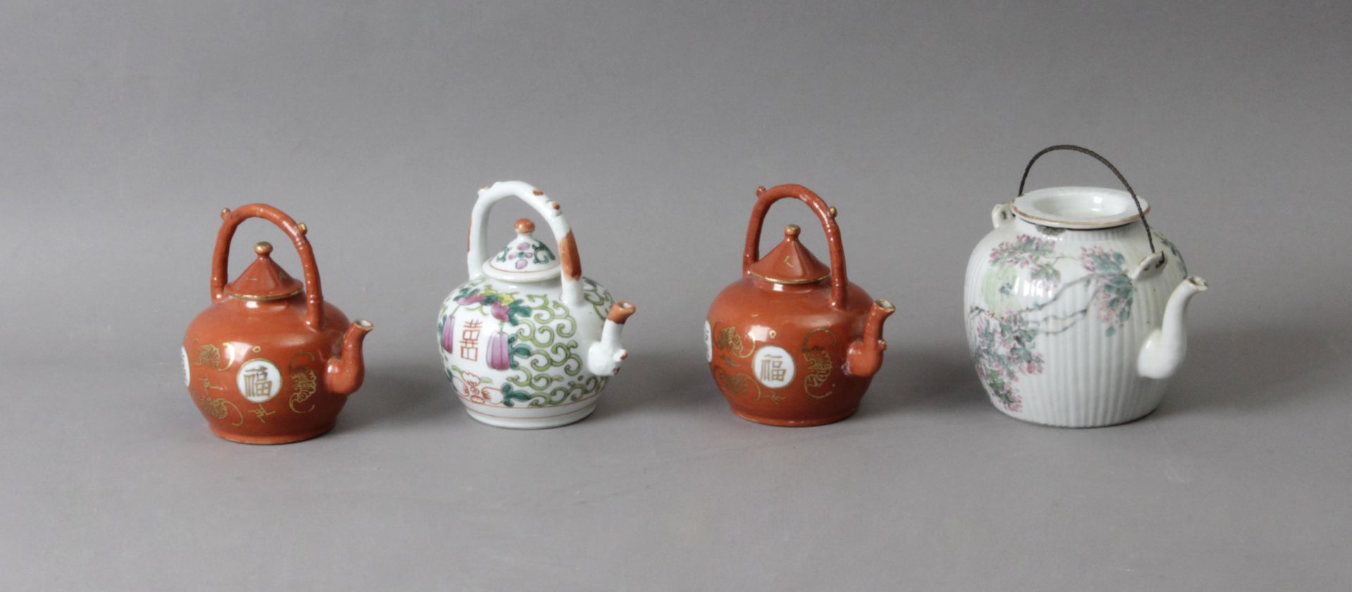 Four 20th century Chinese teapots in porcelain - Image 3 of 3