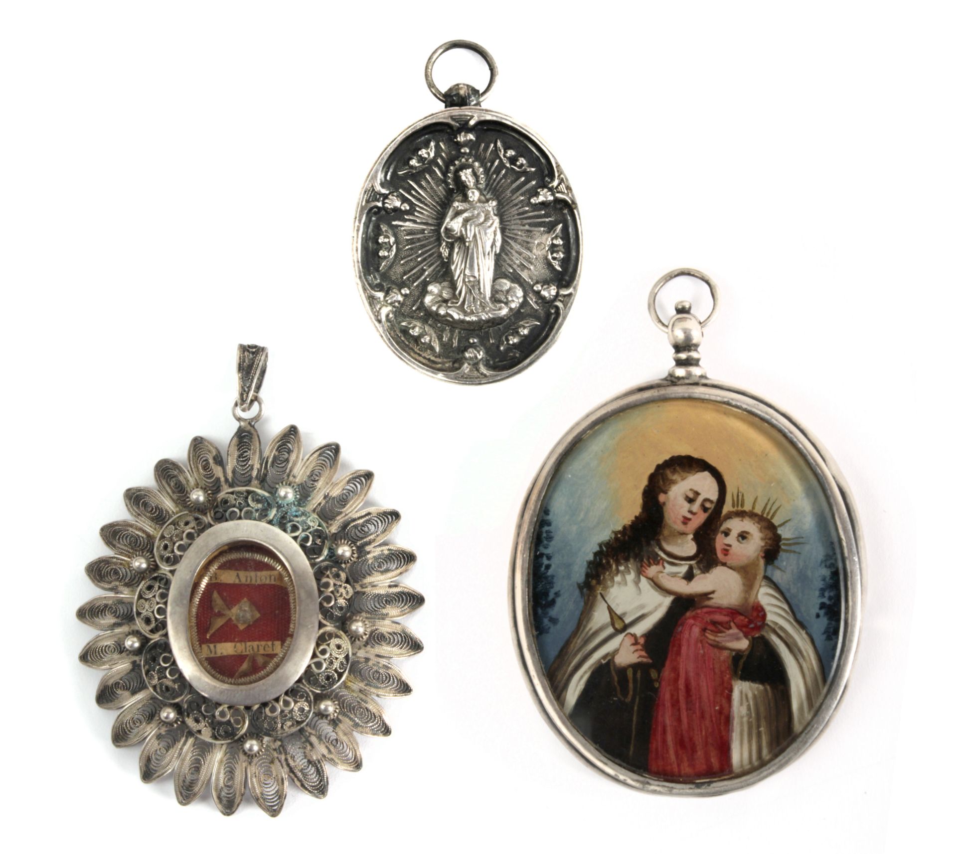 Set of three 18th-19th centuries silver reliquaries