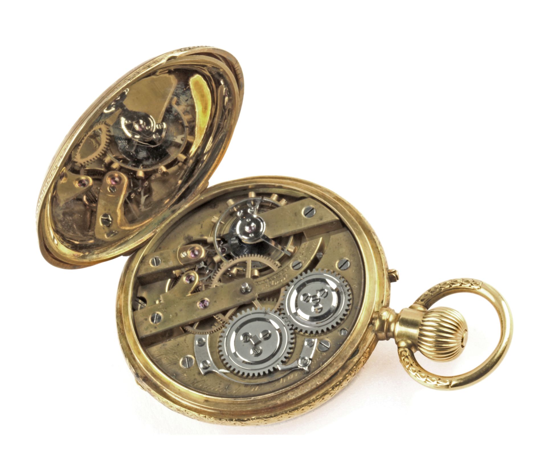 Late 19th century 18k. yellow gold double hunter pocket watch - Bild 2 aus 2