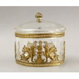 19th century Empire period French box in gilt bronze and crystal